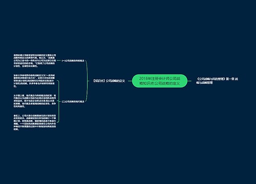 2018年注册会计师公司战略知识点:公司战略的定义 2018年注册会计师公司战略知识点:公司战略的定义