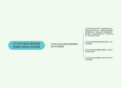 2018年中级会计职称财务管理第六章考点:投资管理