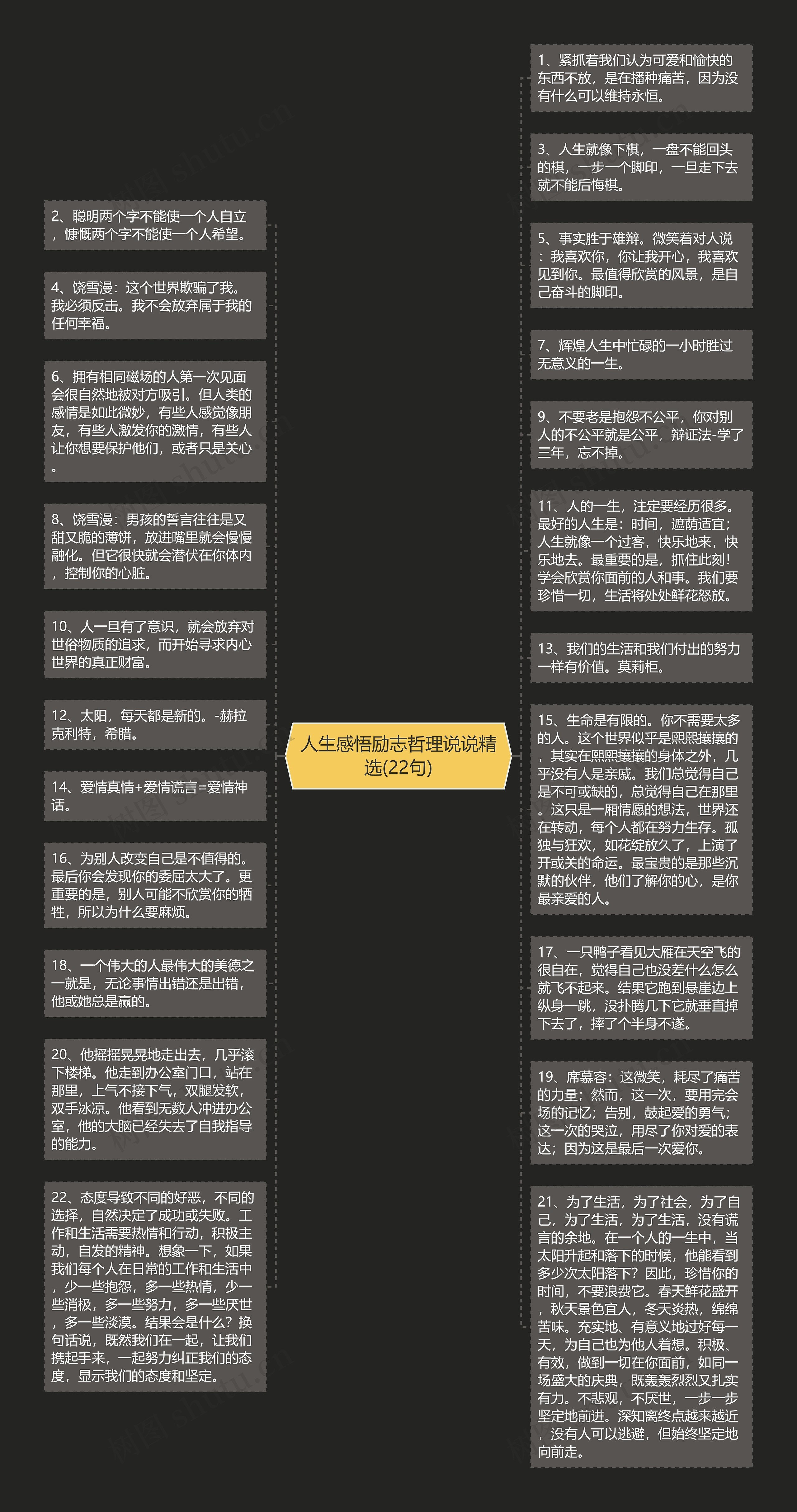 人生感悟励志哲理说说精选(22句)思维导图