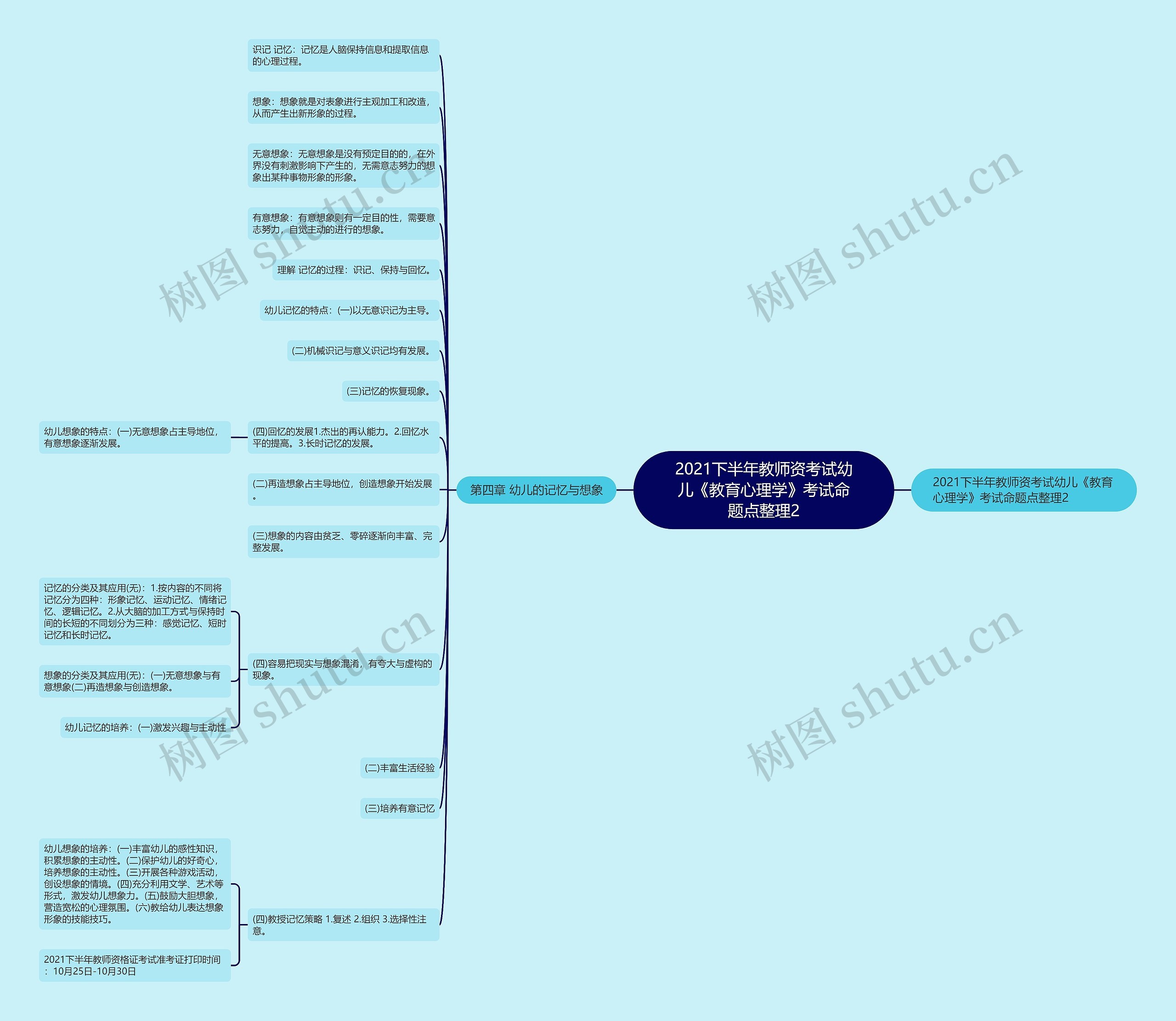 2021下半年教师资考试幼儿《教育心理学》考试命题点整理2思维导图