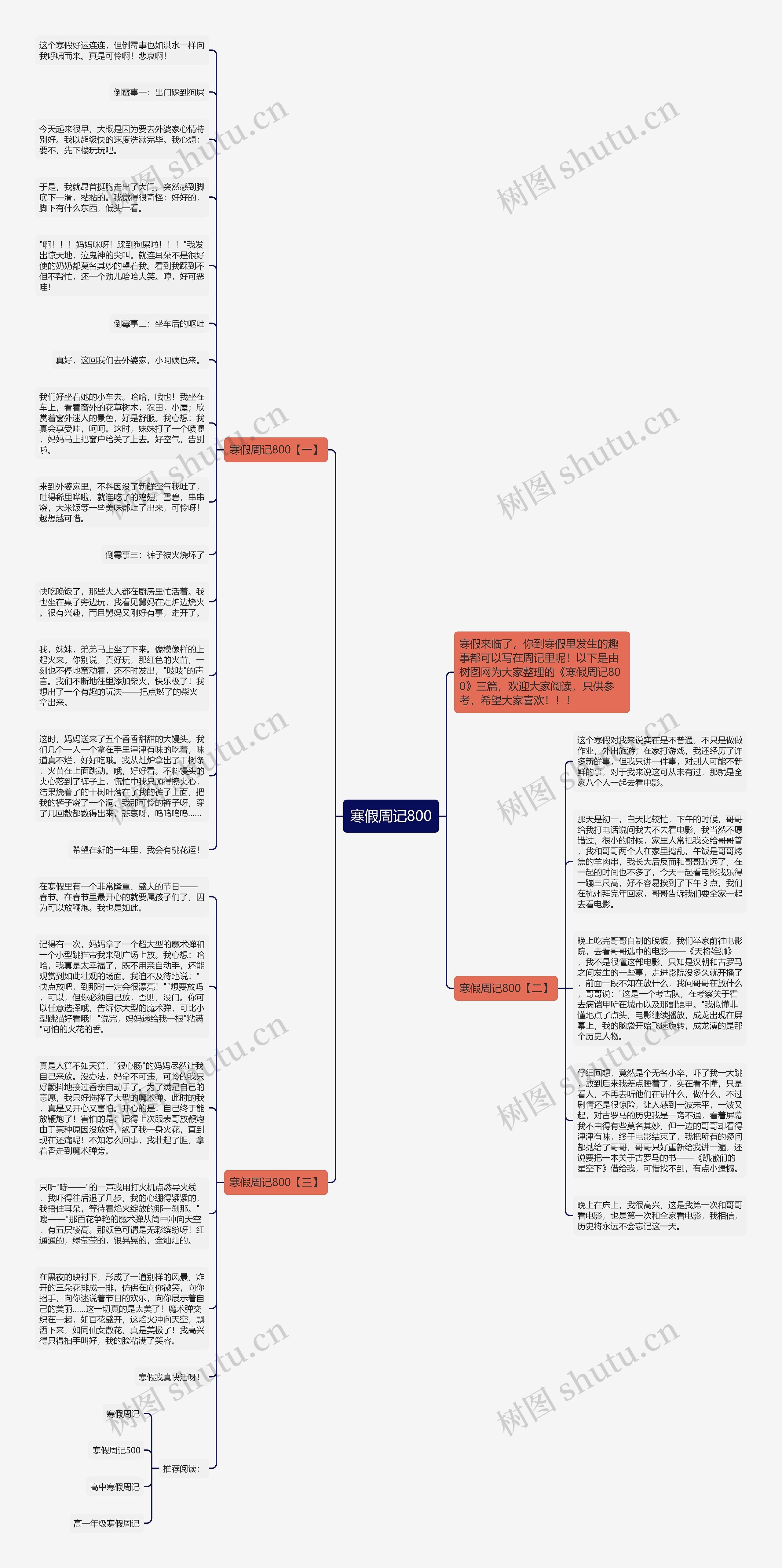 寒假周记800思维导图
