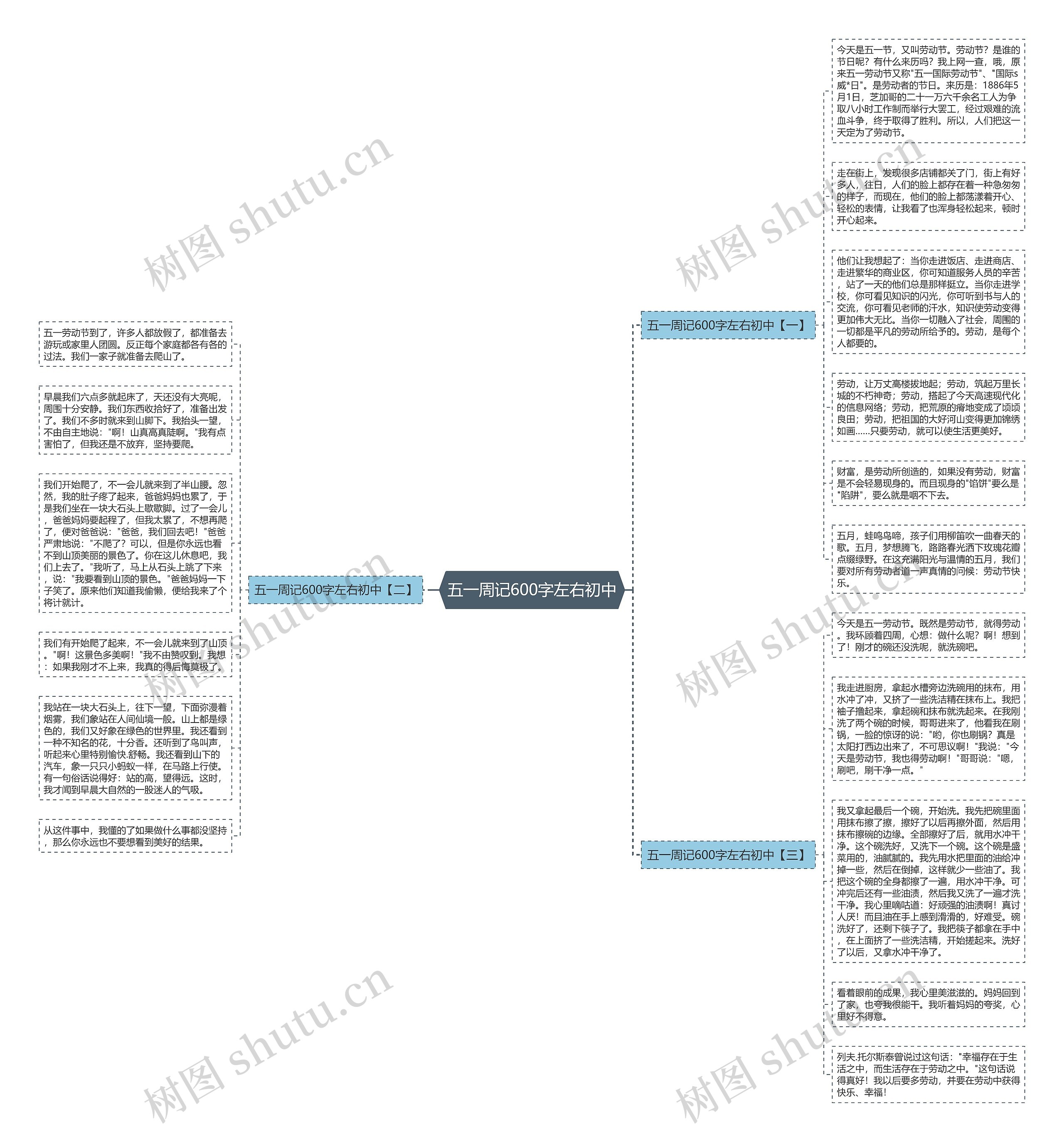 五一周记600字左右初中思维导图