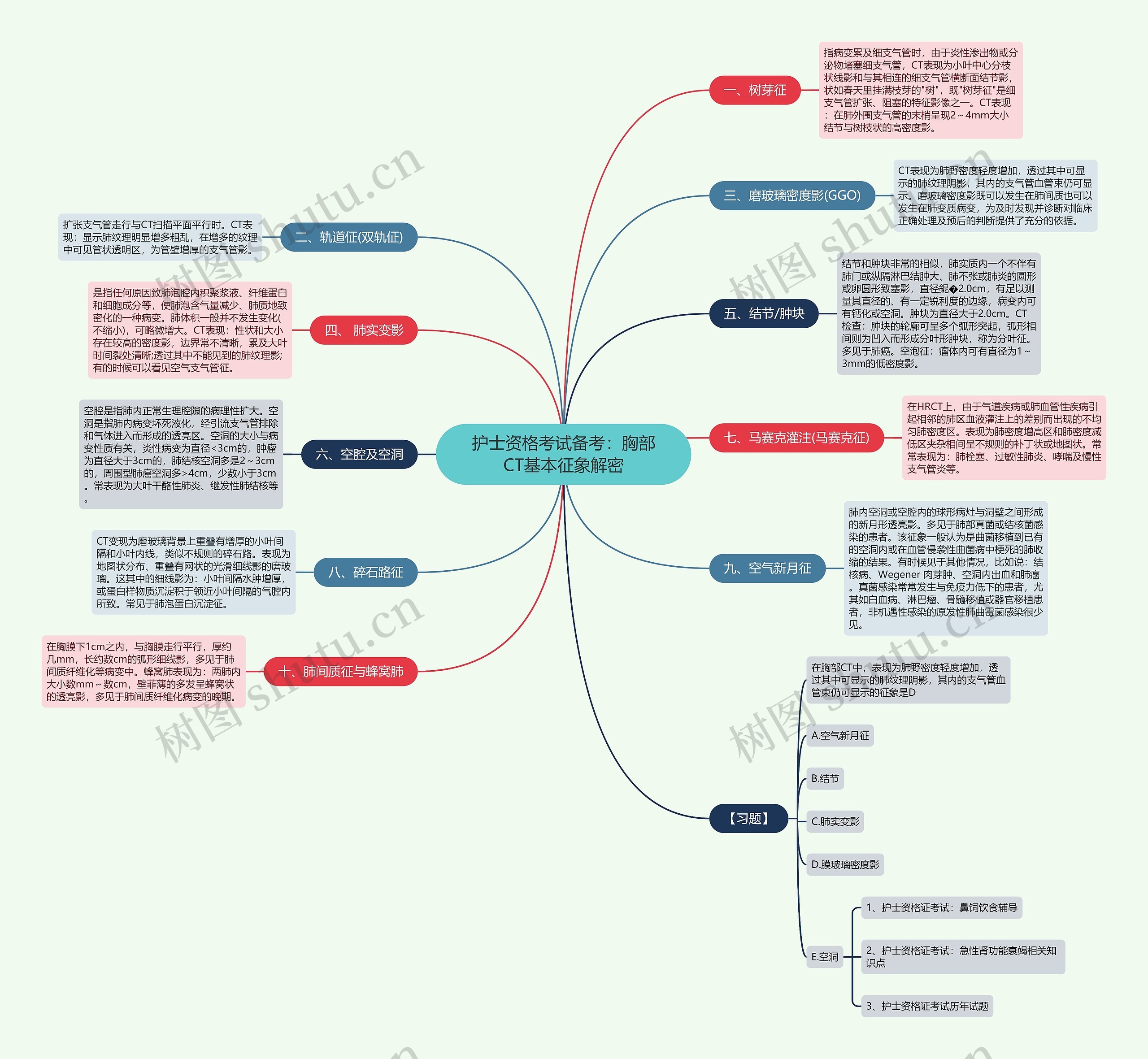 护士资格考试备考：胸部CT基本征象解密思维导图