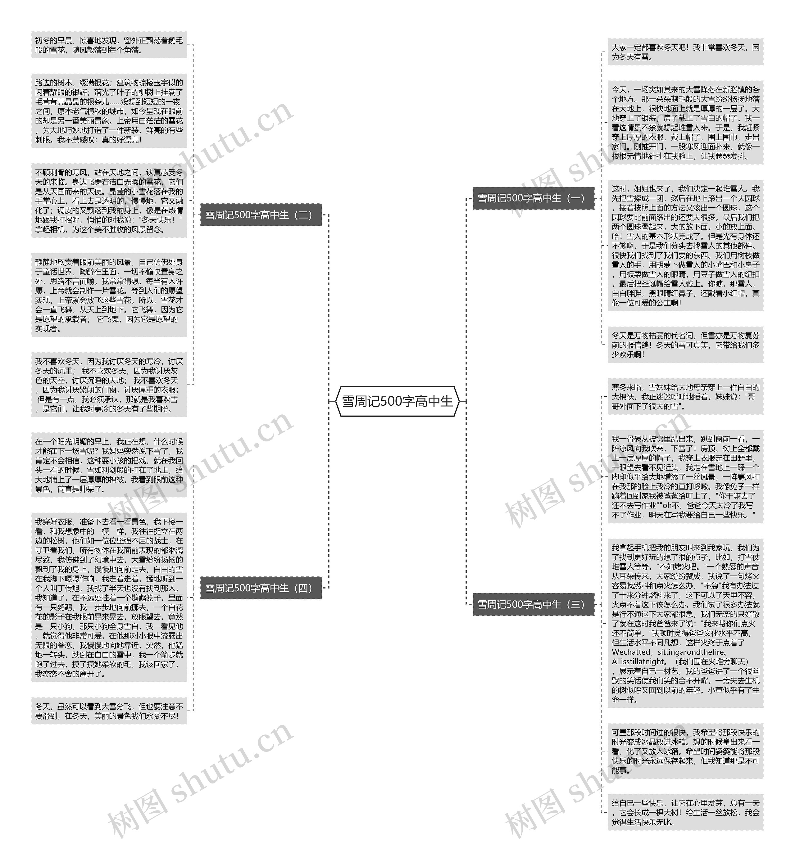 雪周记500字高中生思维导图