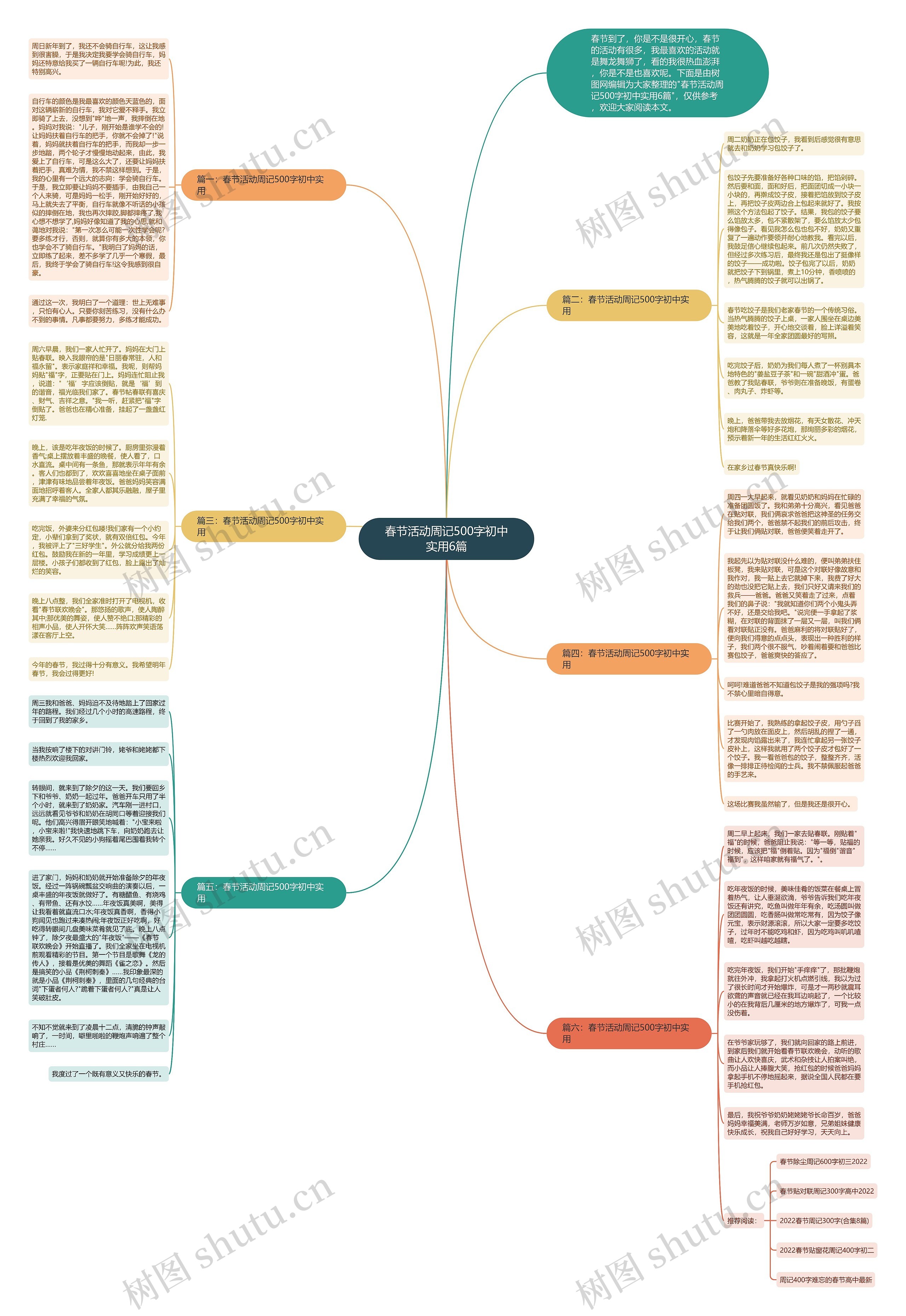 春节活动周记500字初中实用6篇思维导图