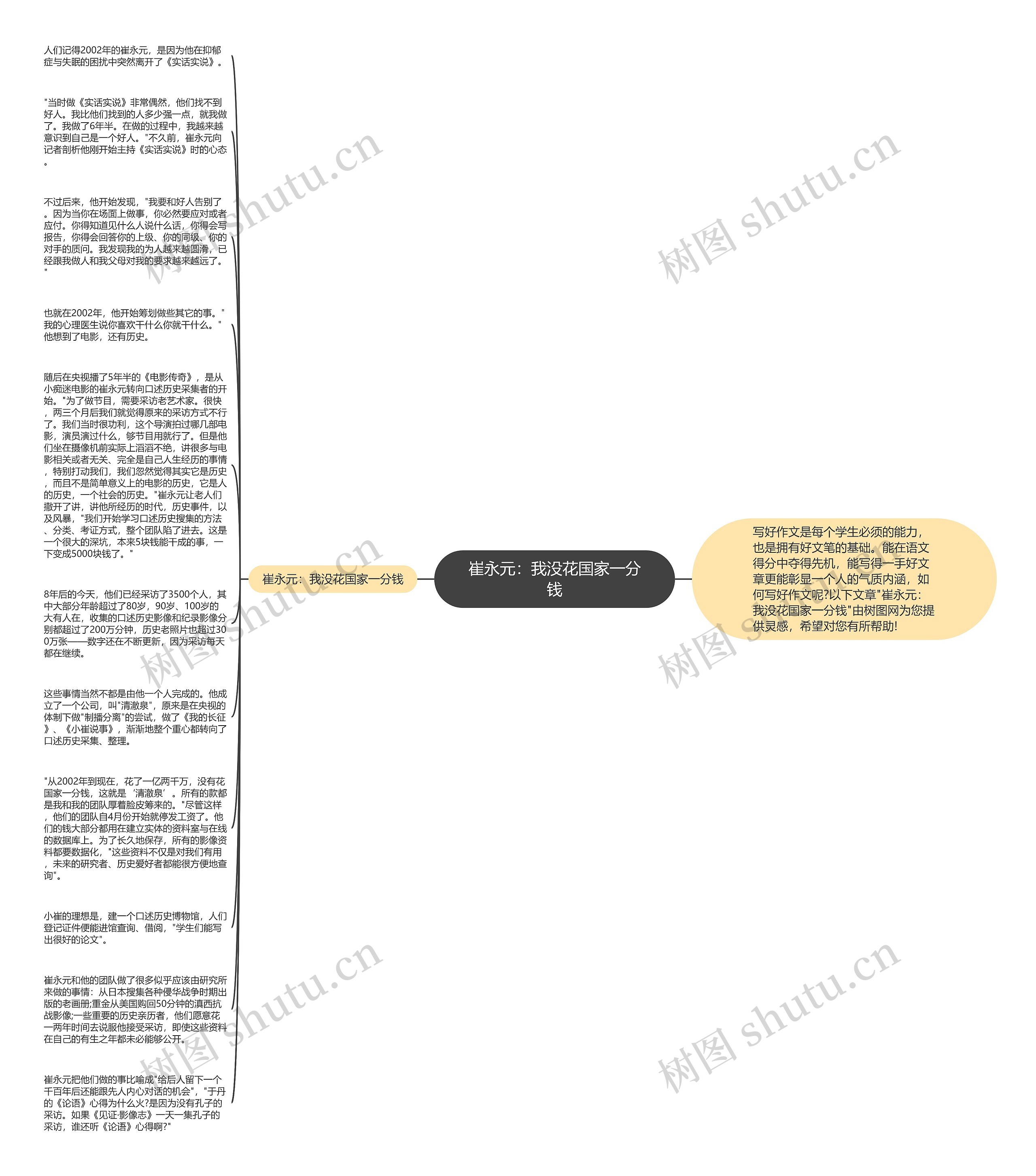 崔永元：我没花国家一分钱思维导图