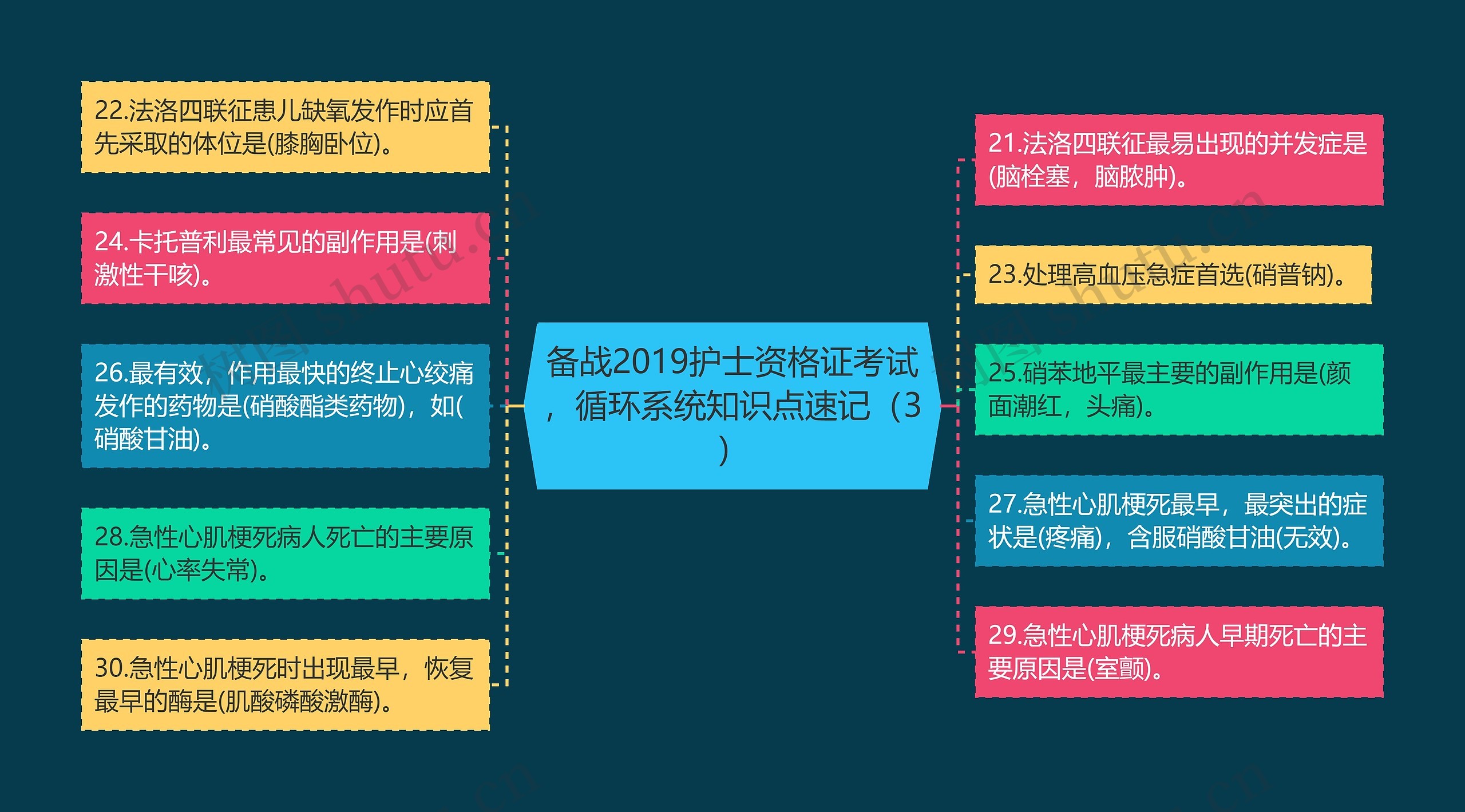 备战2019护士资格证考试，循环系统知识点速记（3）思维导图