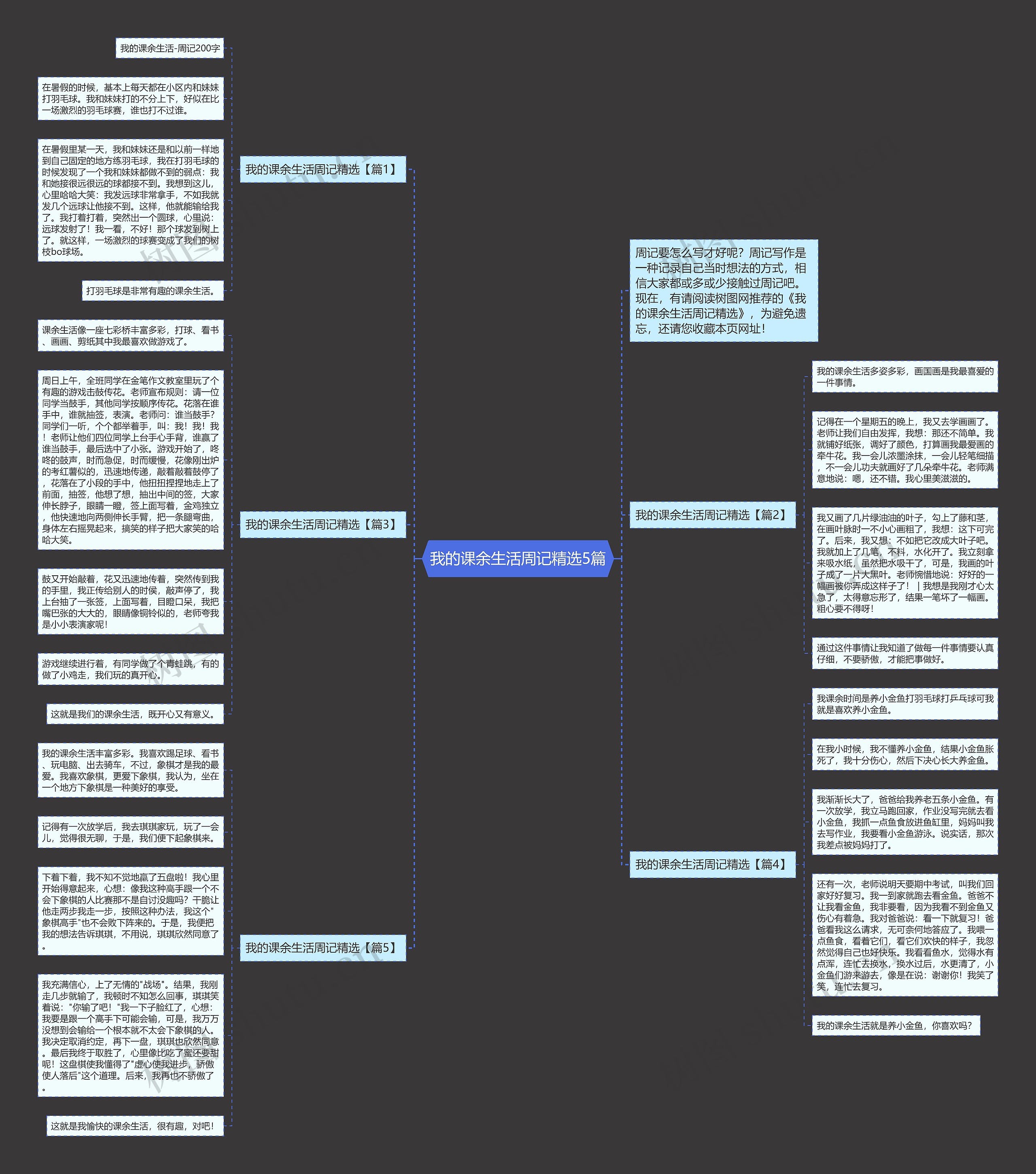 我的课余生活周记精选5篇思维导图