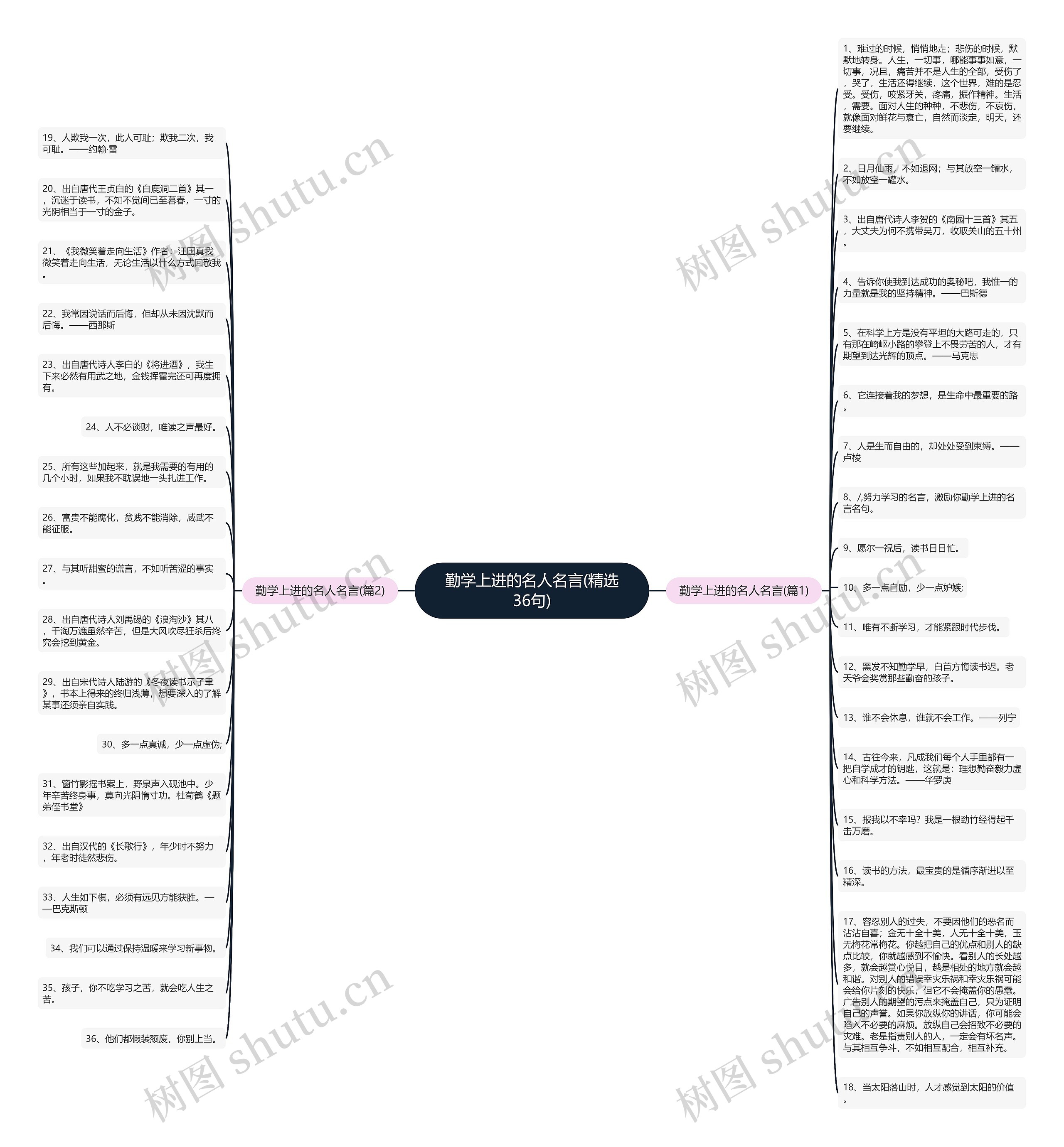 勤学上进的名人名言(精选36句)思维导图