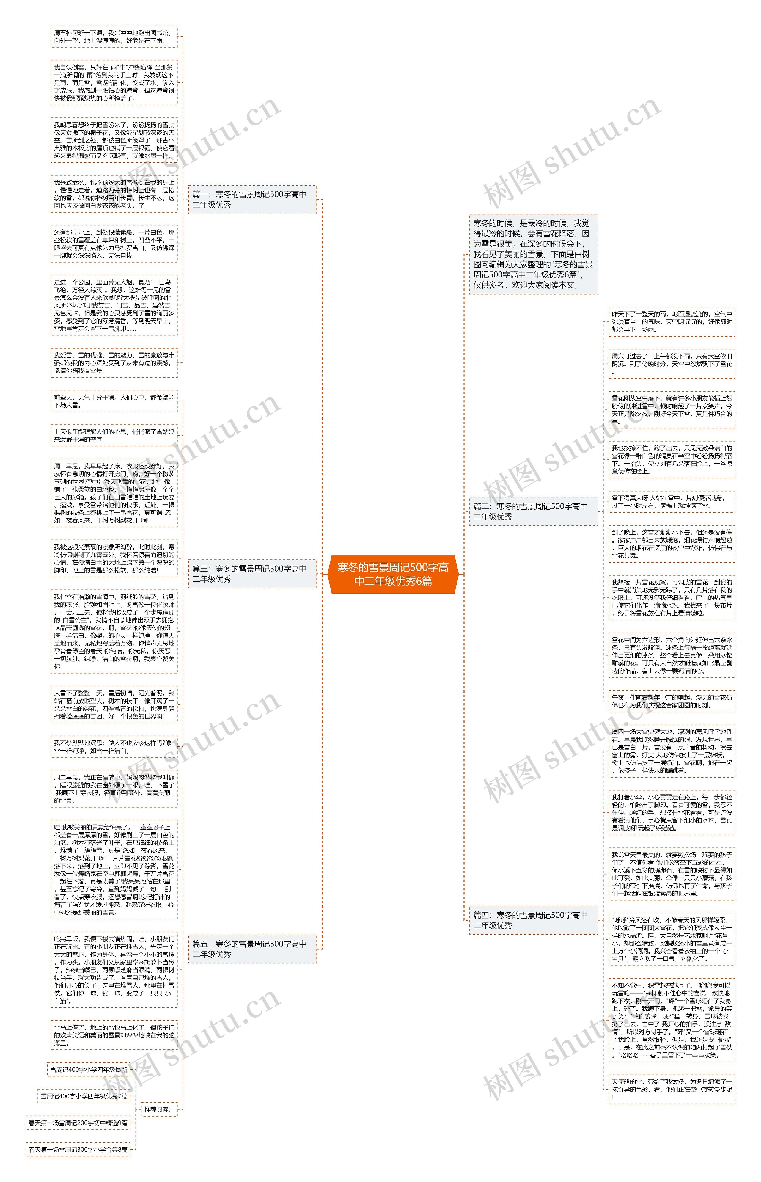 寒冬的雪景周记500字高中二年级优秀6篇思维导图