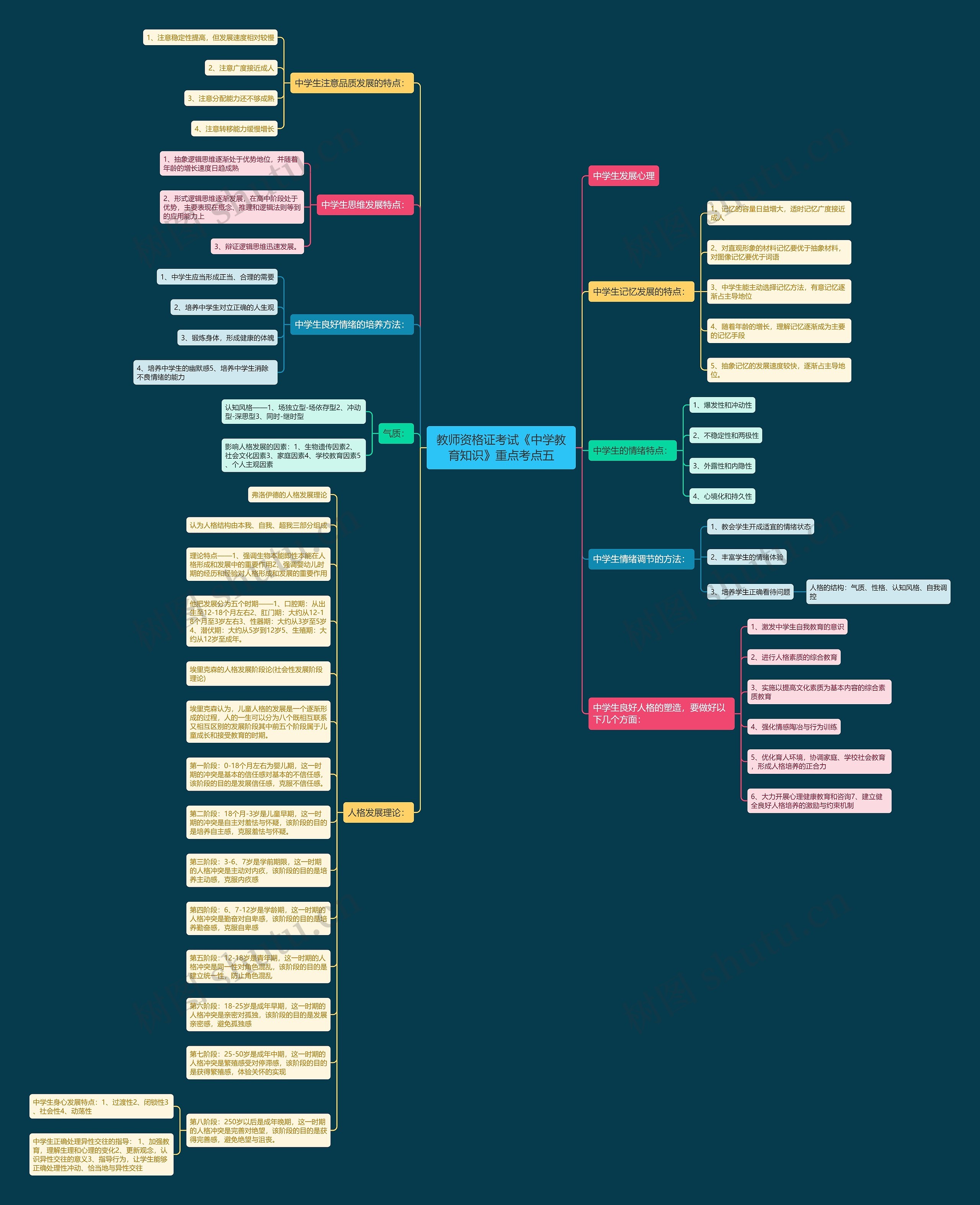 教师资格证考试《中学教育知识》重点考点五思维导图