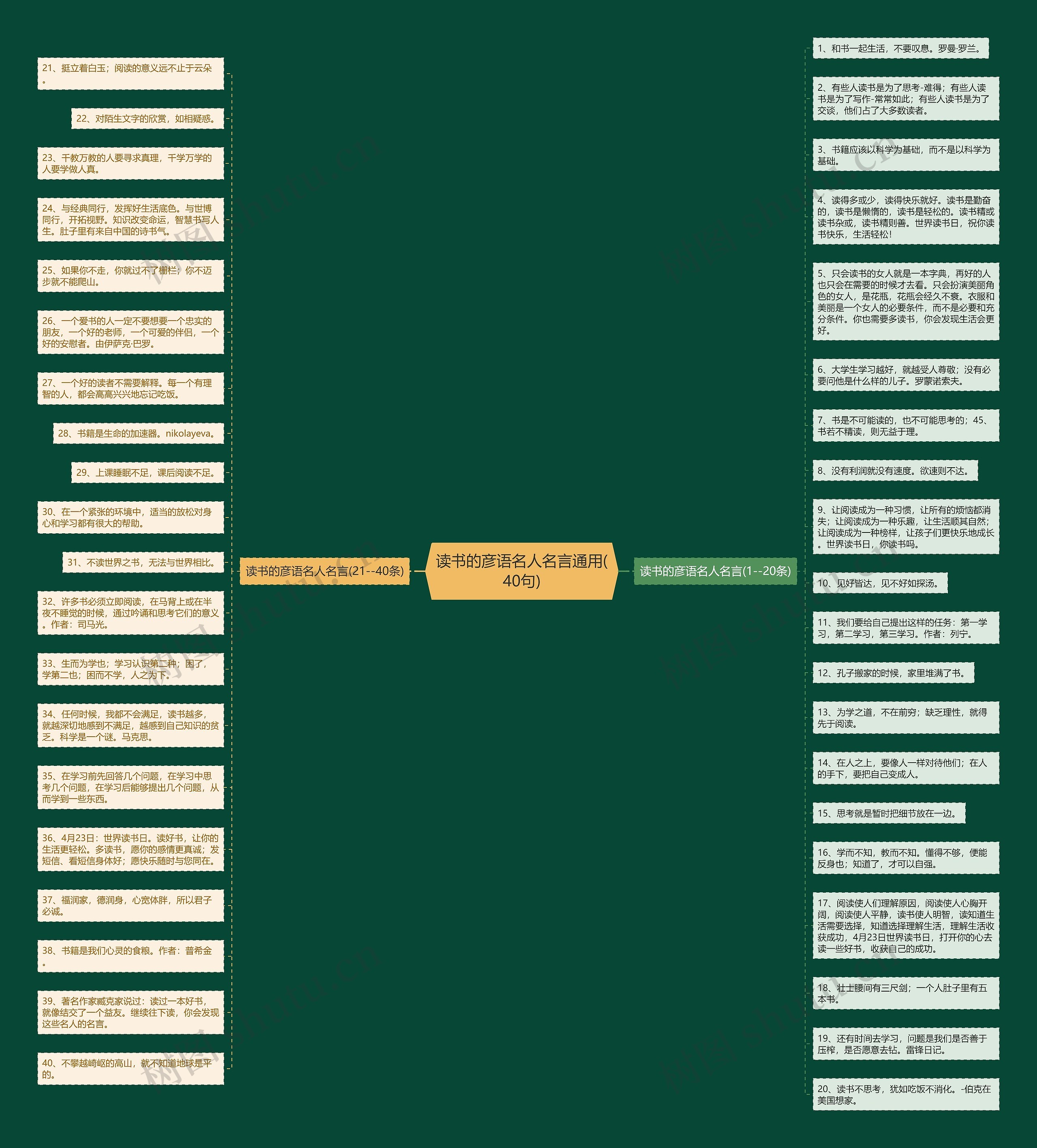 读书的彦语名人名言通用(40句)思维导图