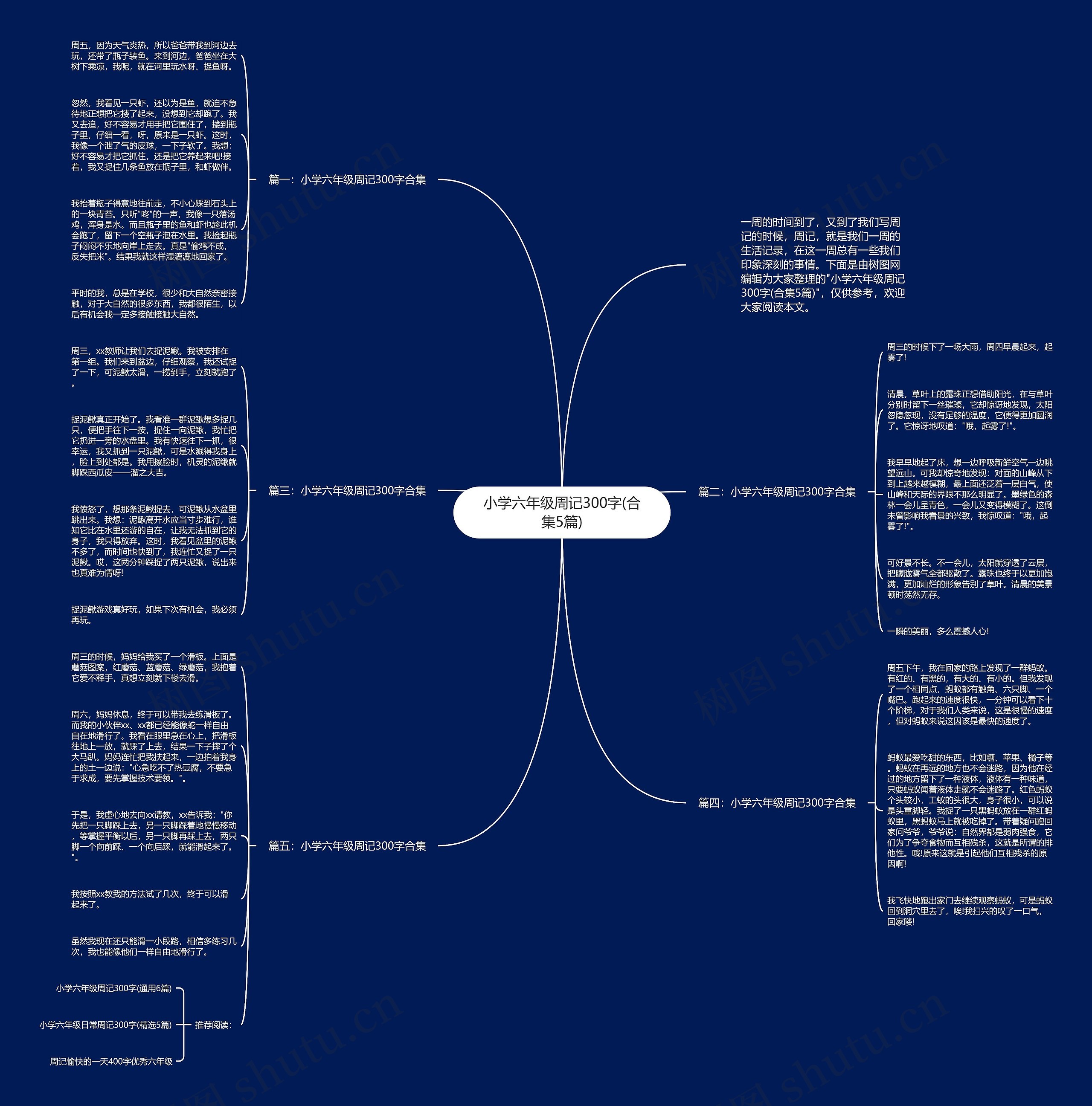 小学六年级周记300字(合集5篇)思维导图
