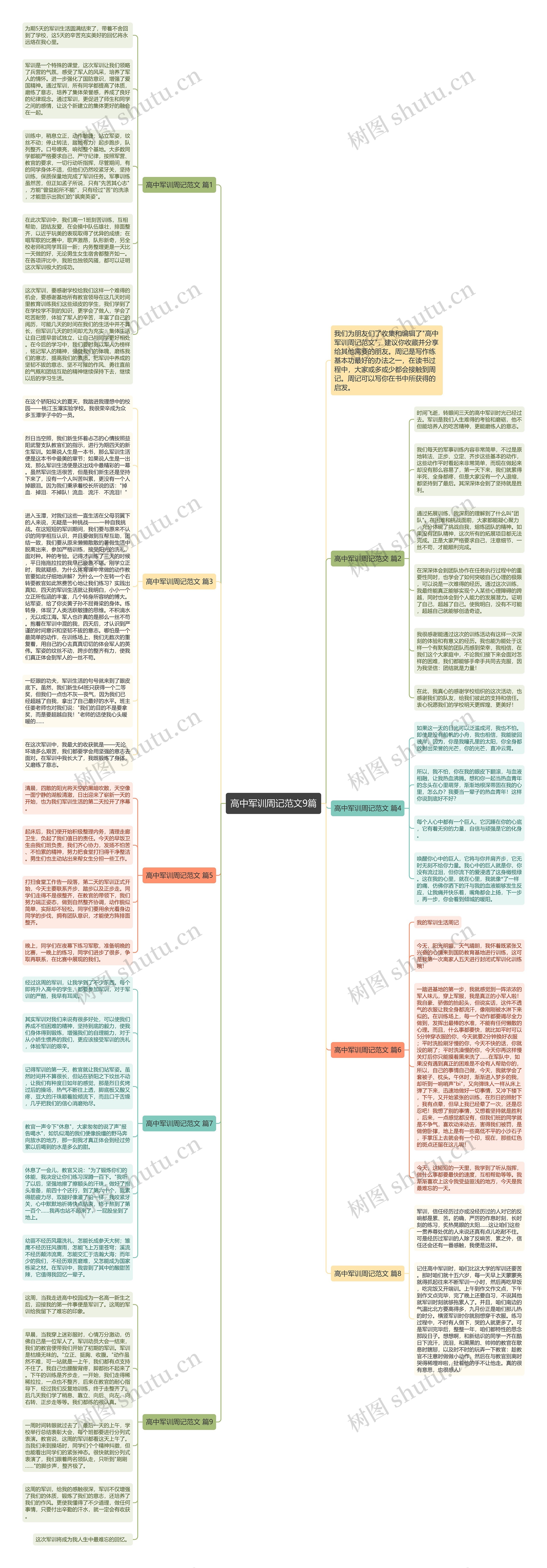 高中军训周记范文9篇思维导图