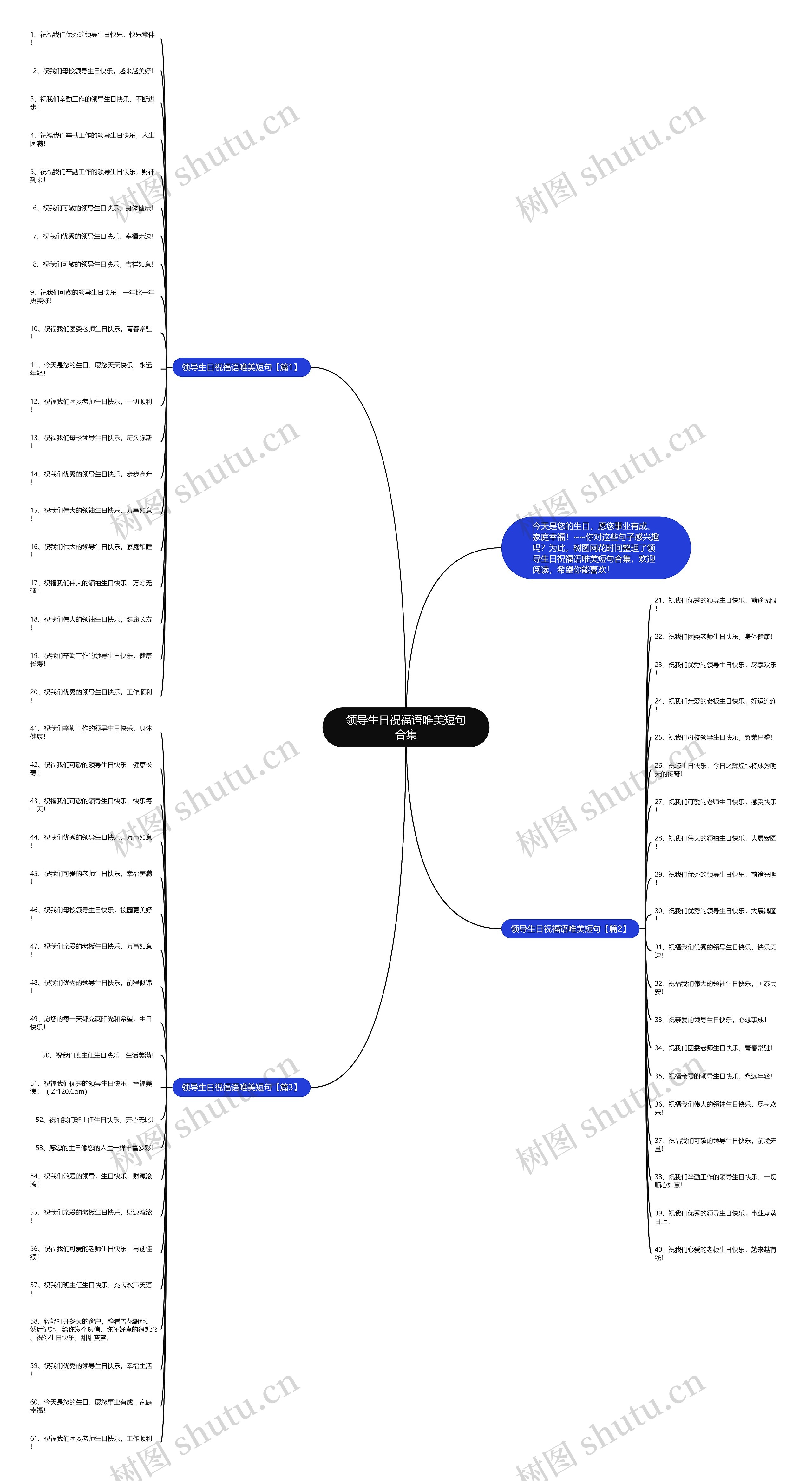 领导生日祝福语唯美短句合集思维导图