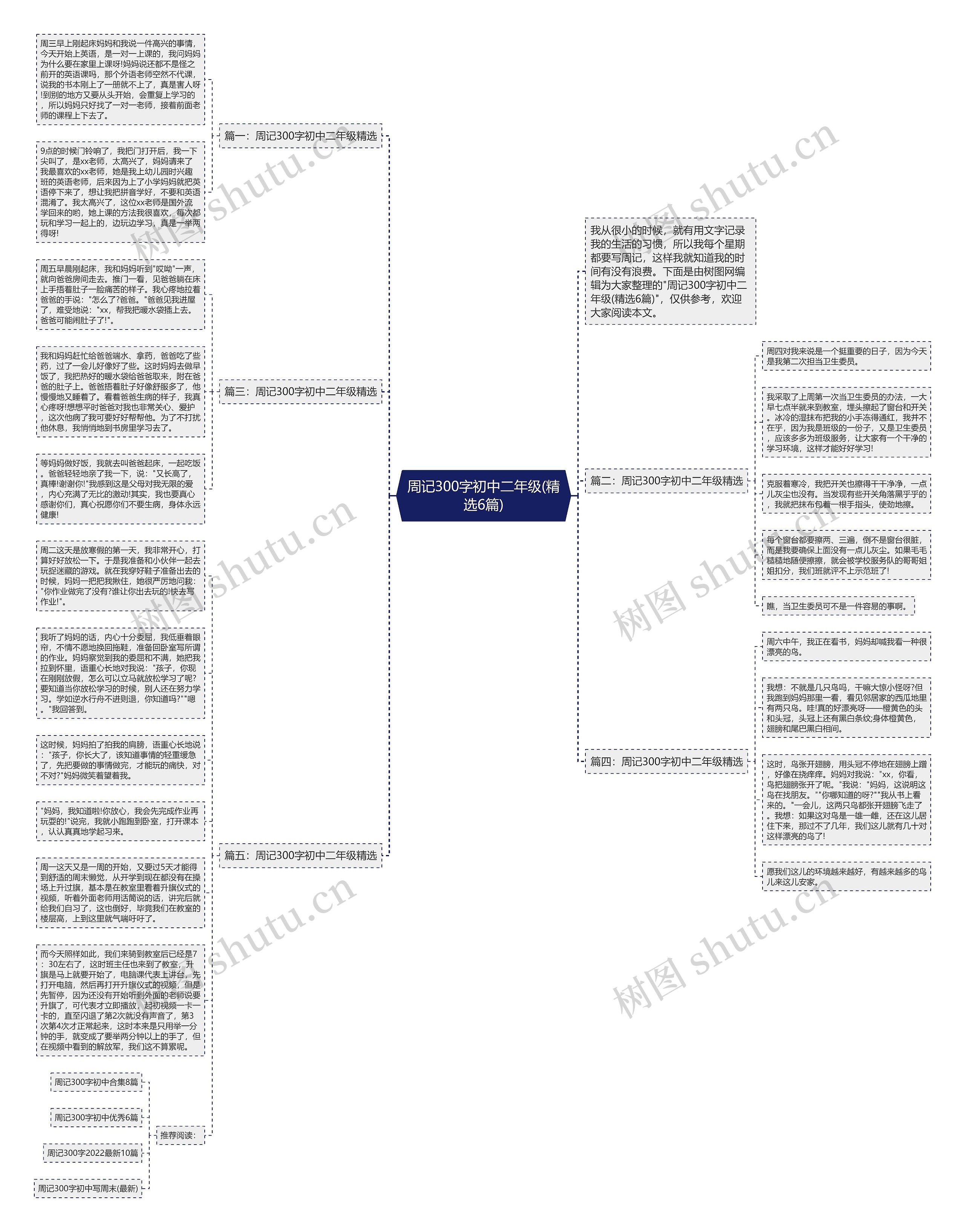 周记300字初中二年级(精选6篇)思维导图