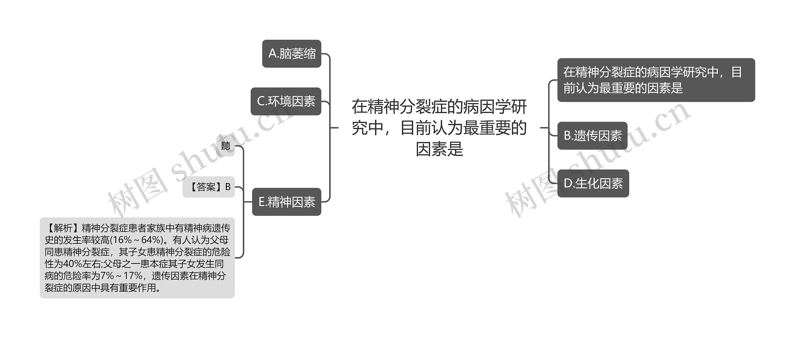 在精神分裂症的病因学研究中,目前认为最重要的因素是思维导图高清图 在精神分裂症的病因学研究中,目前认为最重要的因素是思维导图