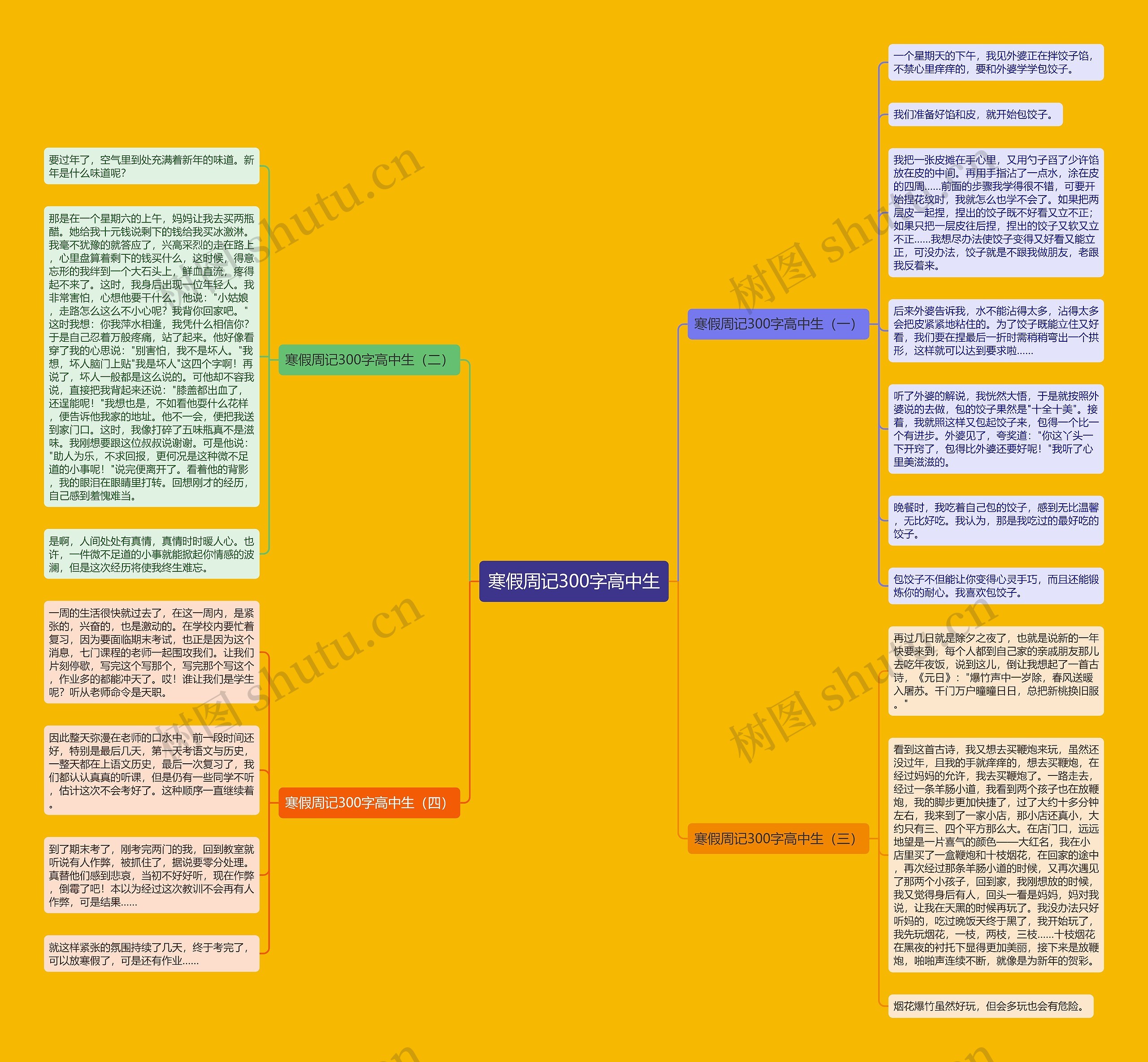 寒假周记300字高中生思维导图