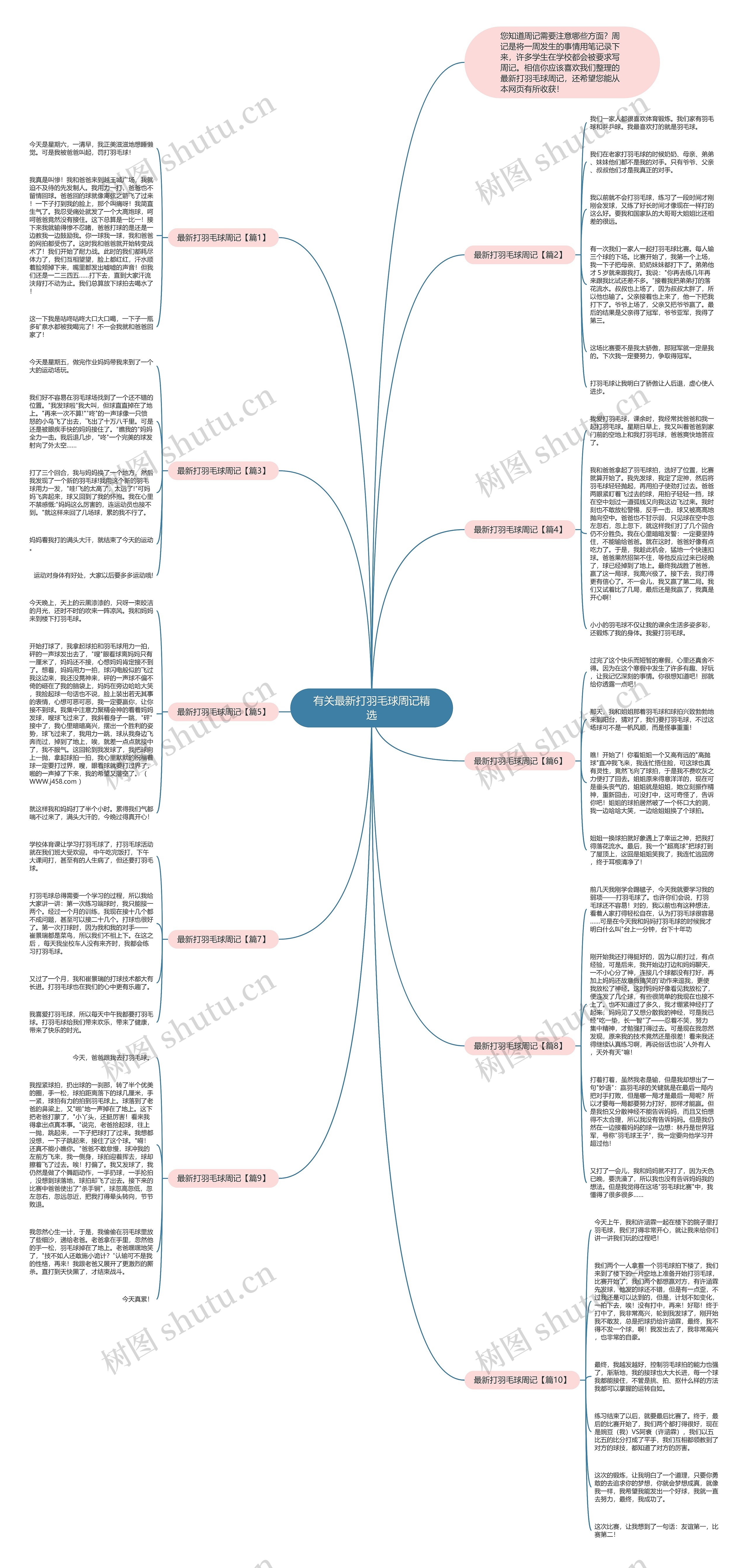 有关最新打羽毛球周记精选思维导图