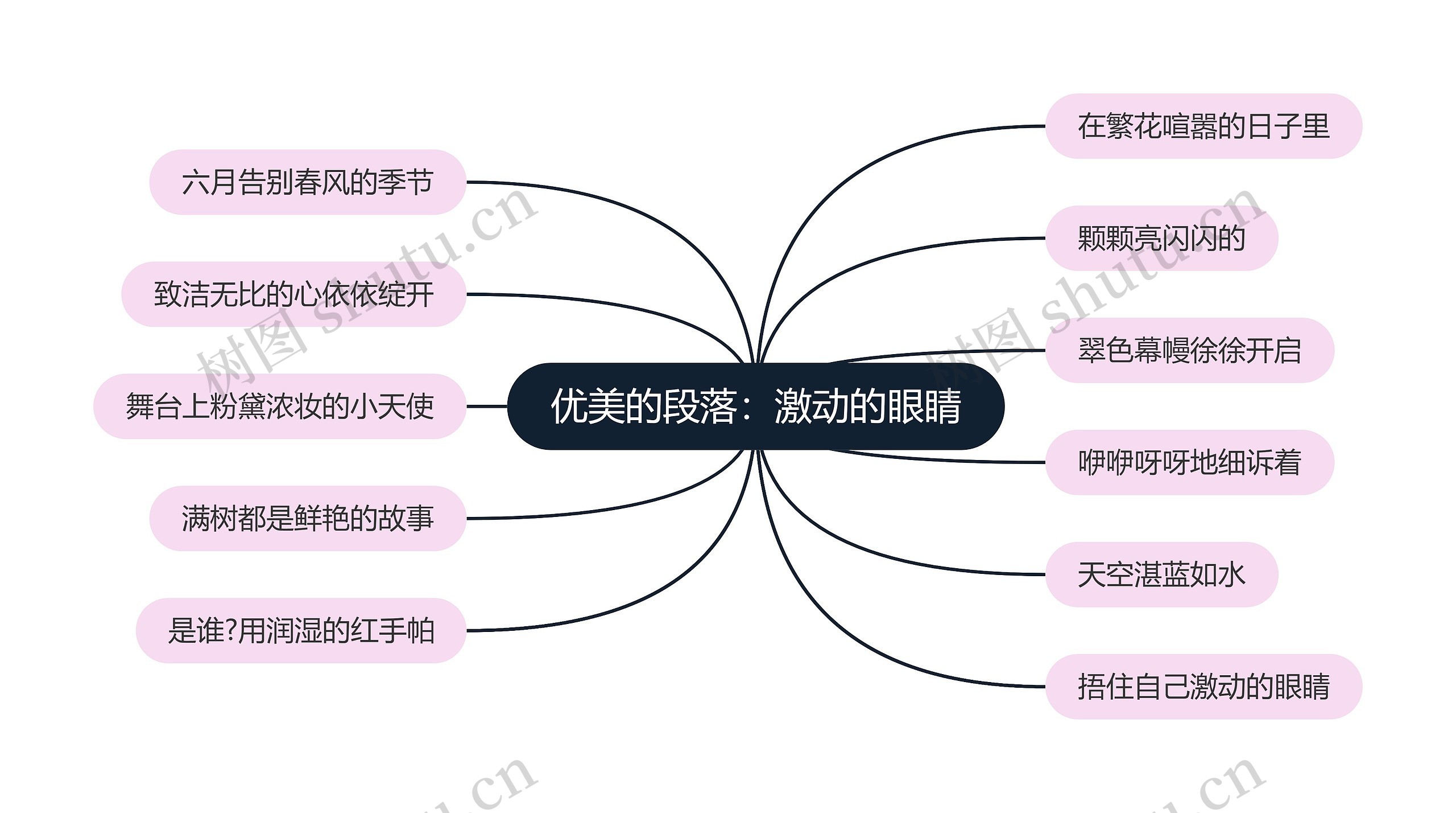 优美的段落：激动的眼睛思维导图