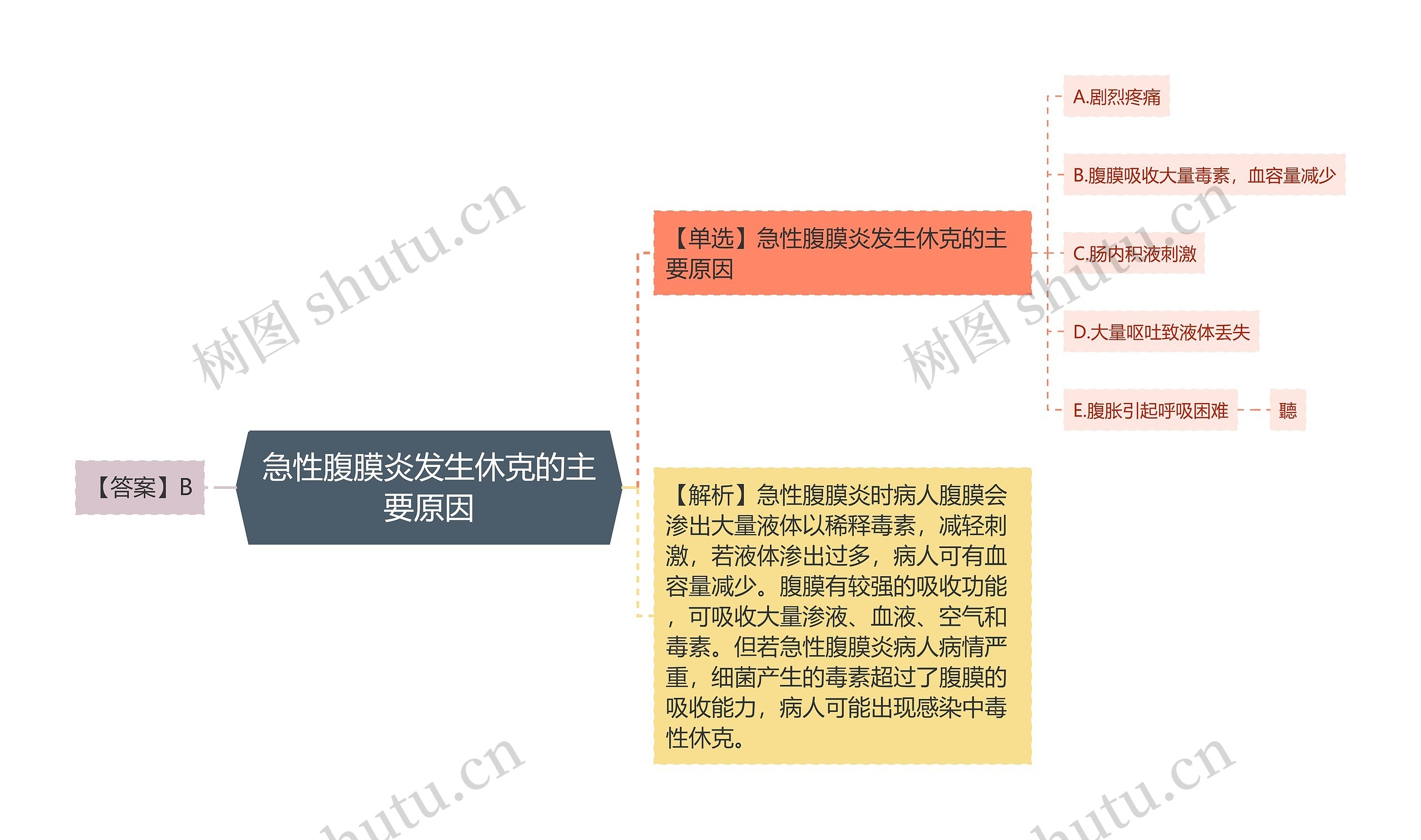 急性腹膜炎发生休克的主要原因思维导图