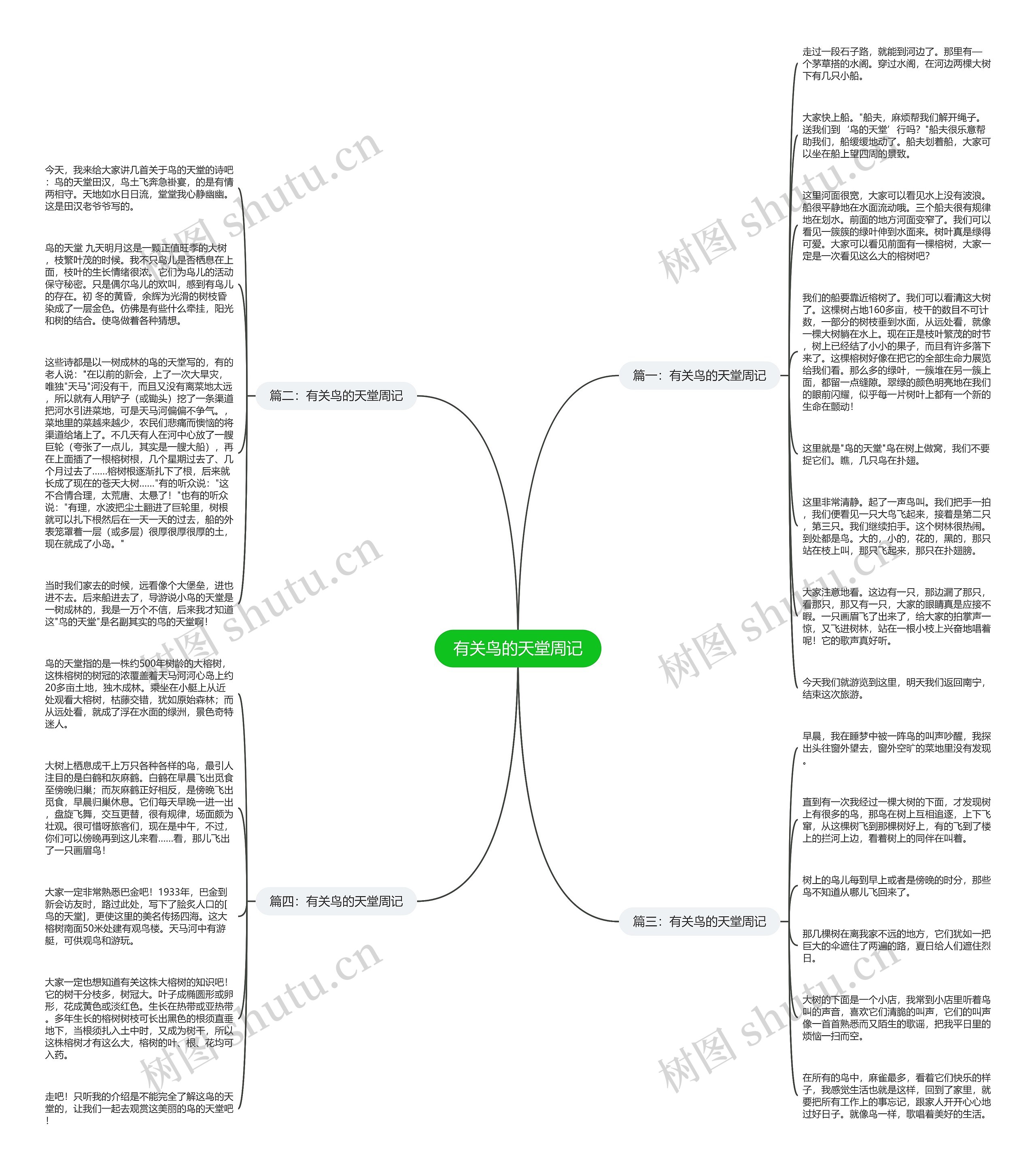有关鸟的天堂周记思维导图