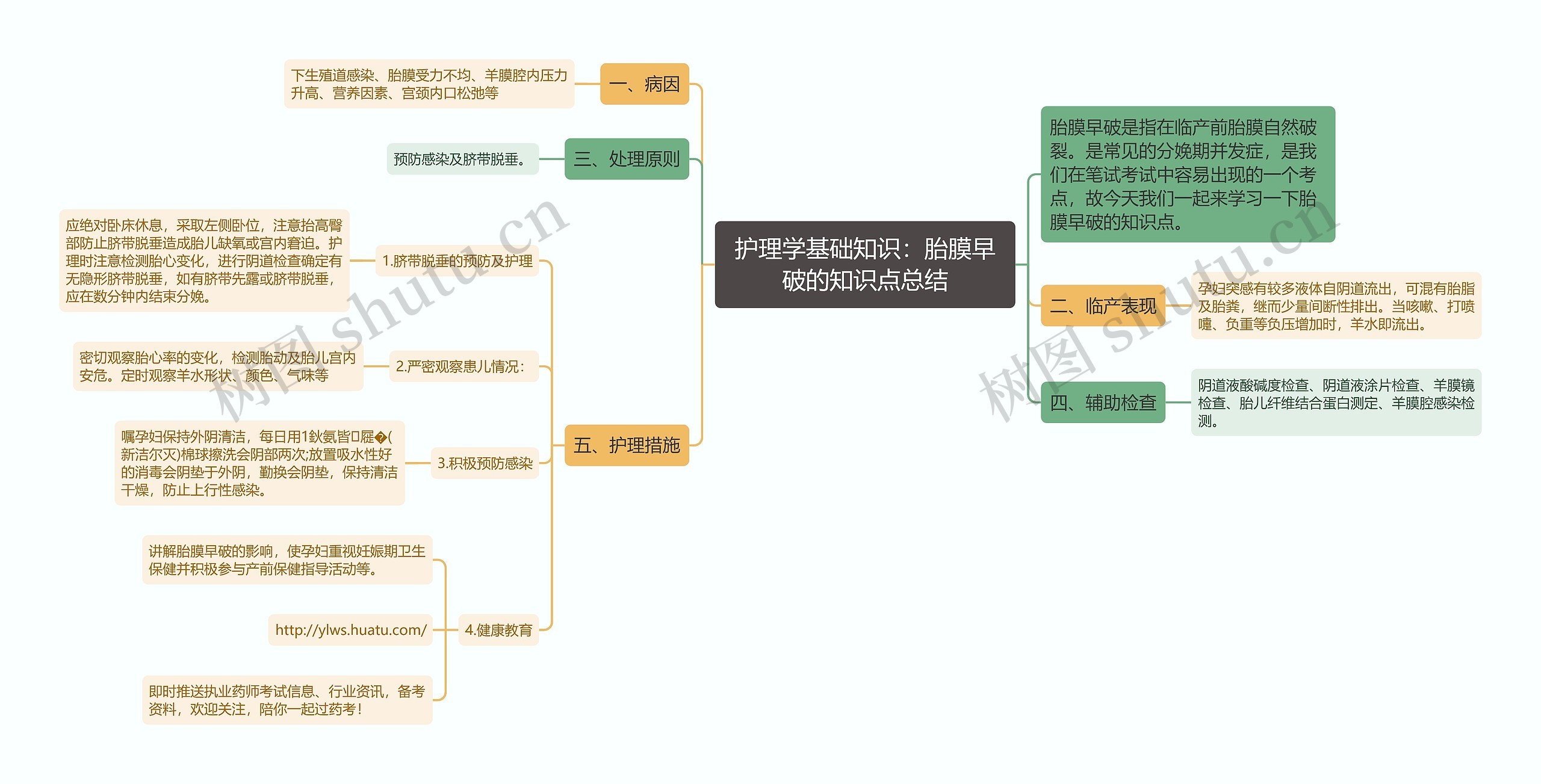 护理学基础知识：胎膜早破的知识点总结思维导图