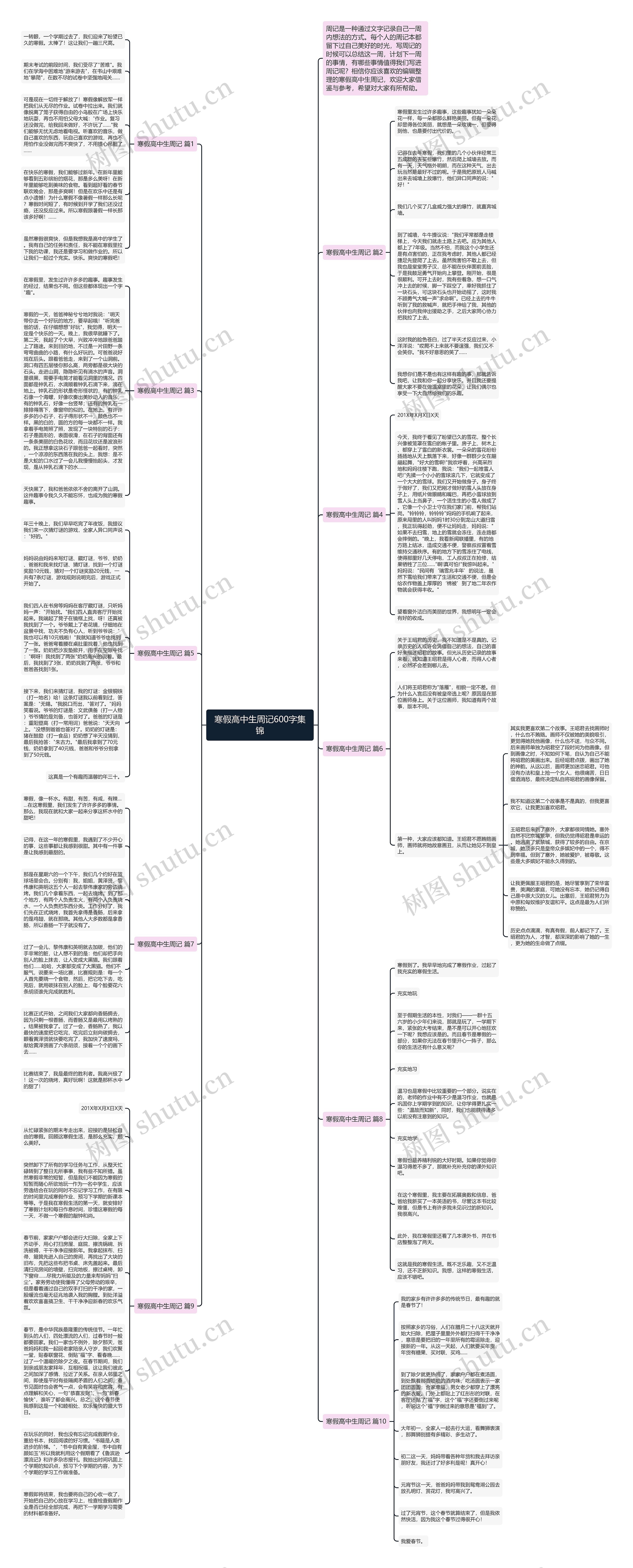 寒假高中生周记600字集锦思维导图