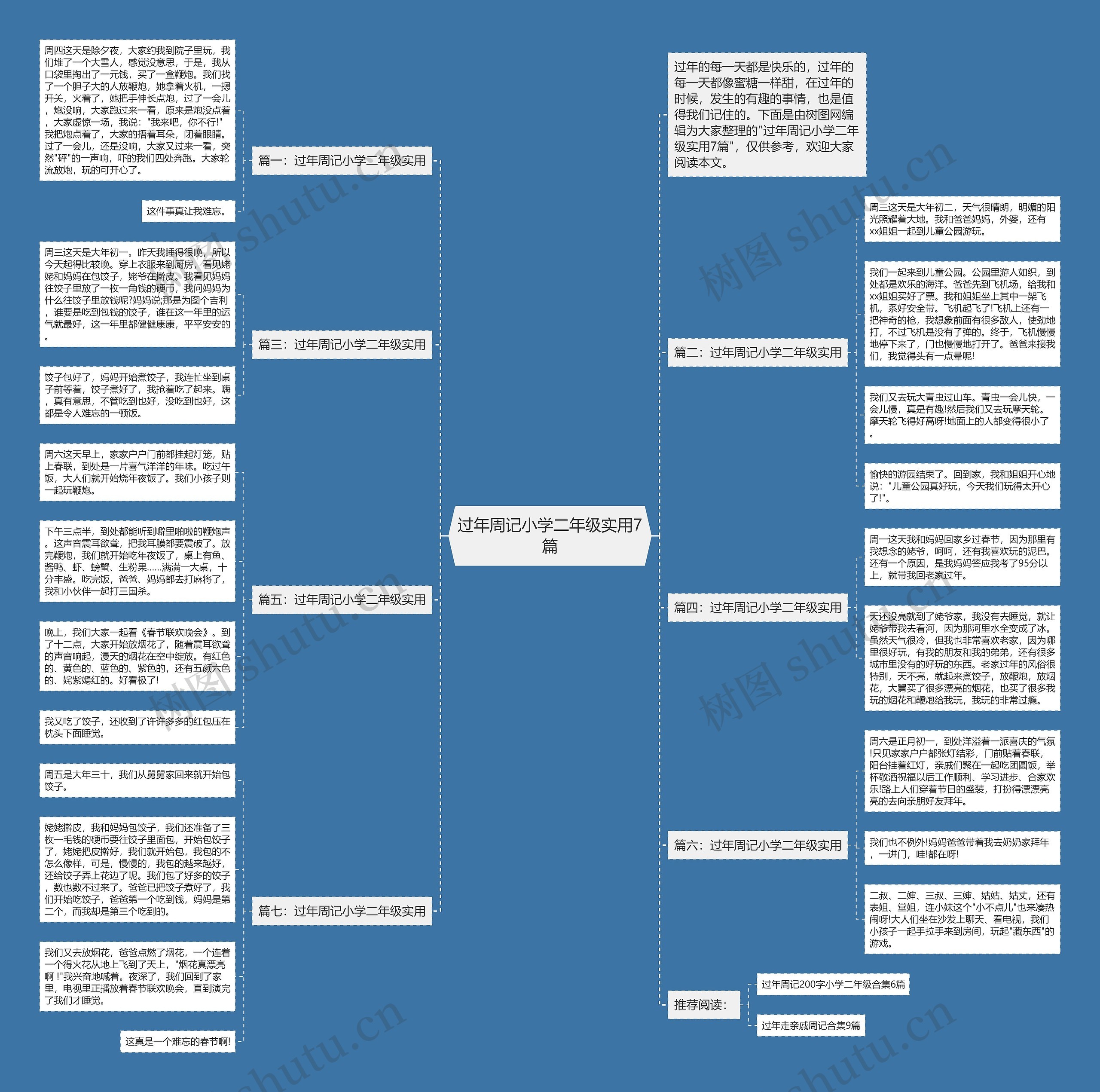 过年周记小学二年级实用7篇思维导图
