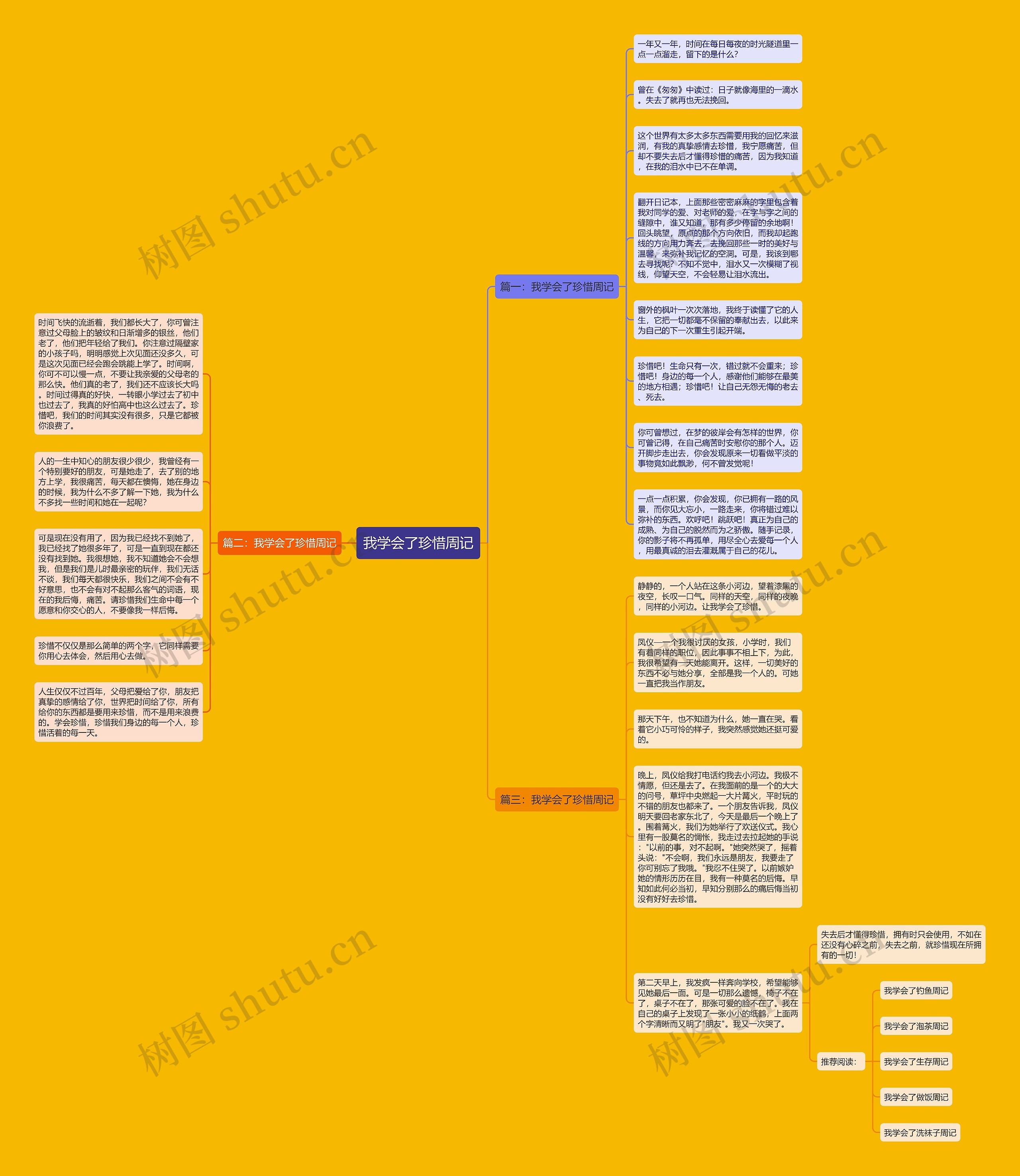 我学会了珍惜周记思维导图
