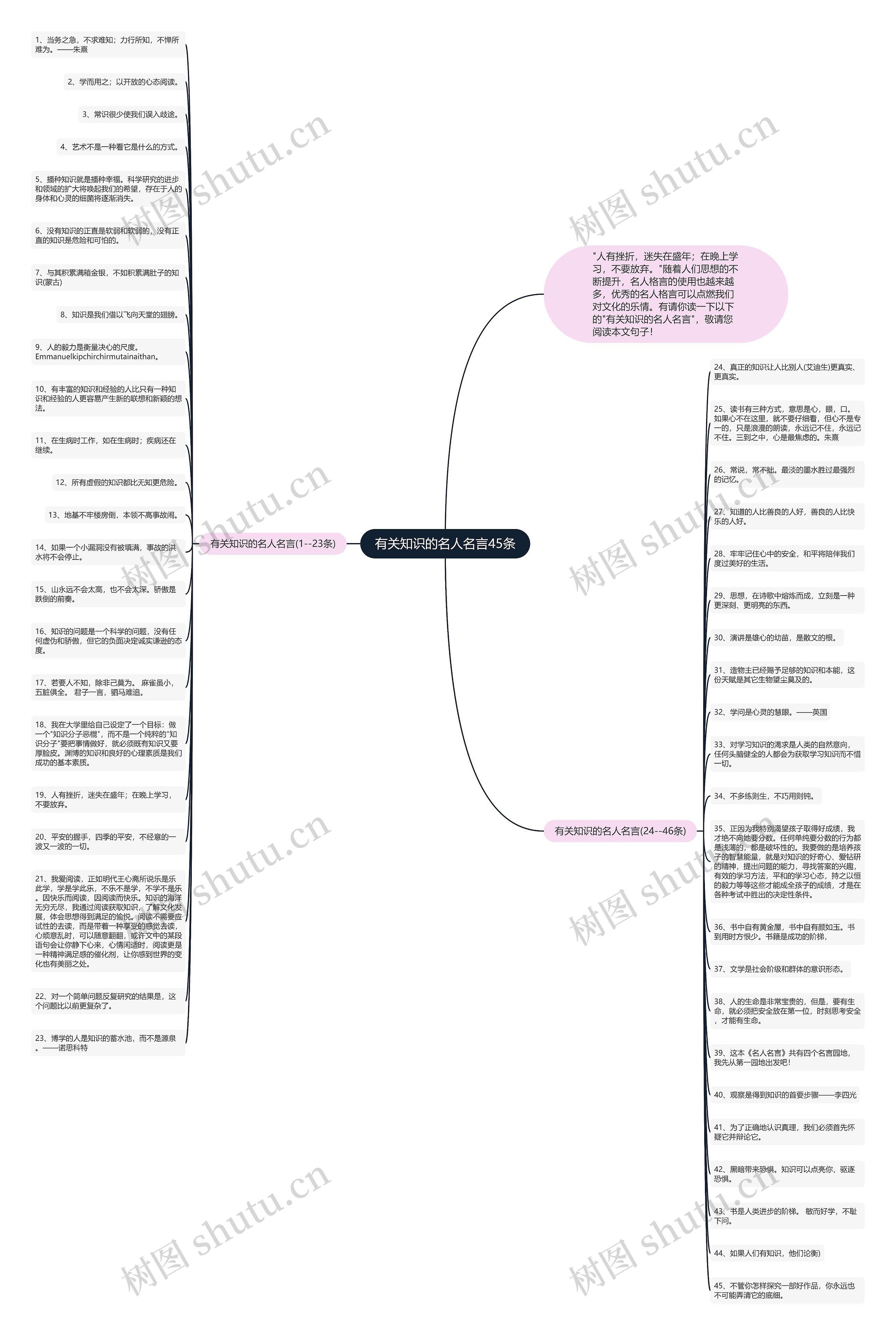 有关知识的名人名言45条思维导图