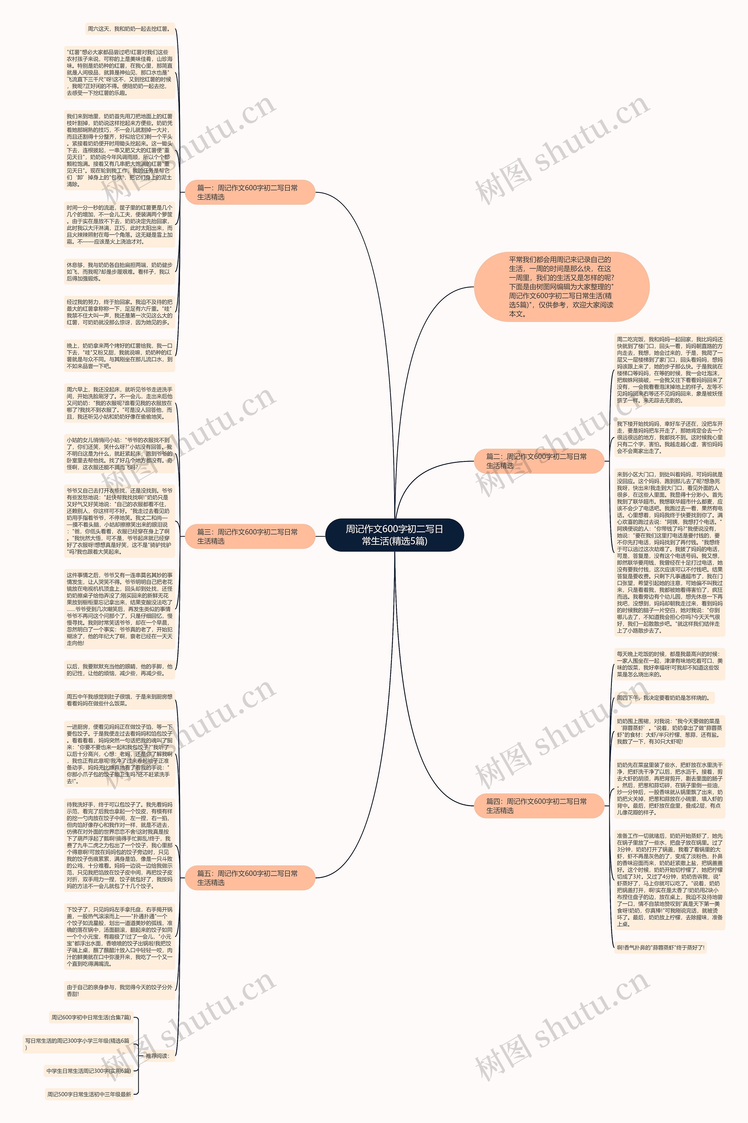 周记作文600字初二写日常生活(精选5篇)思维导图