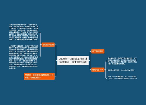 2020年一建建筑工程教材备考重点：施工临时用水