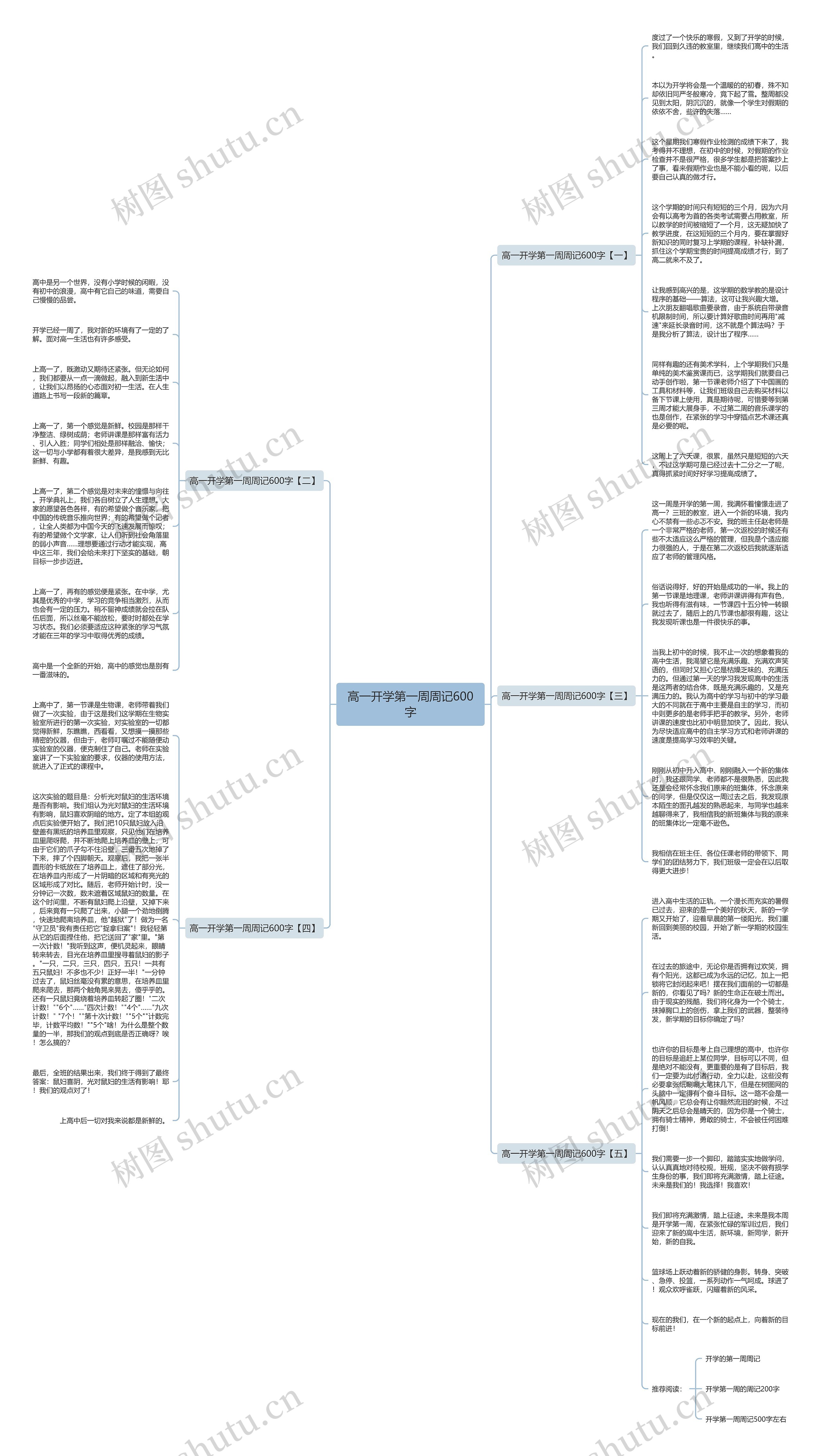 高一开学第一周周记600字思维导图