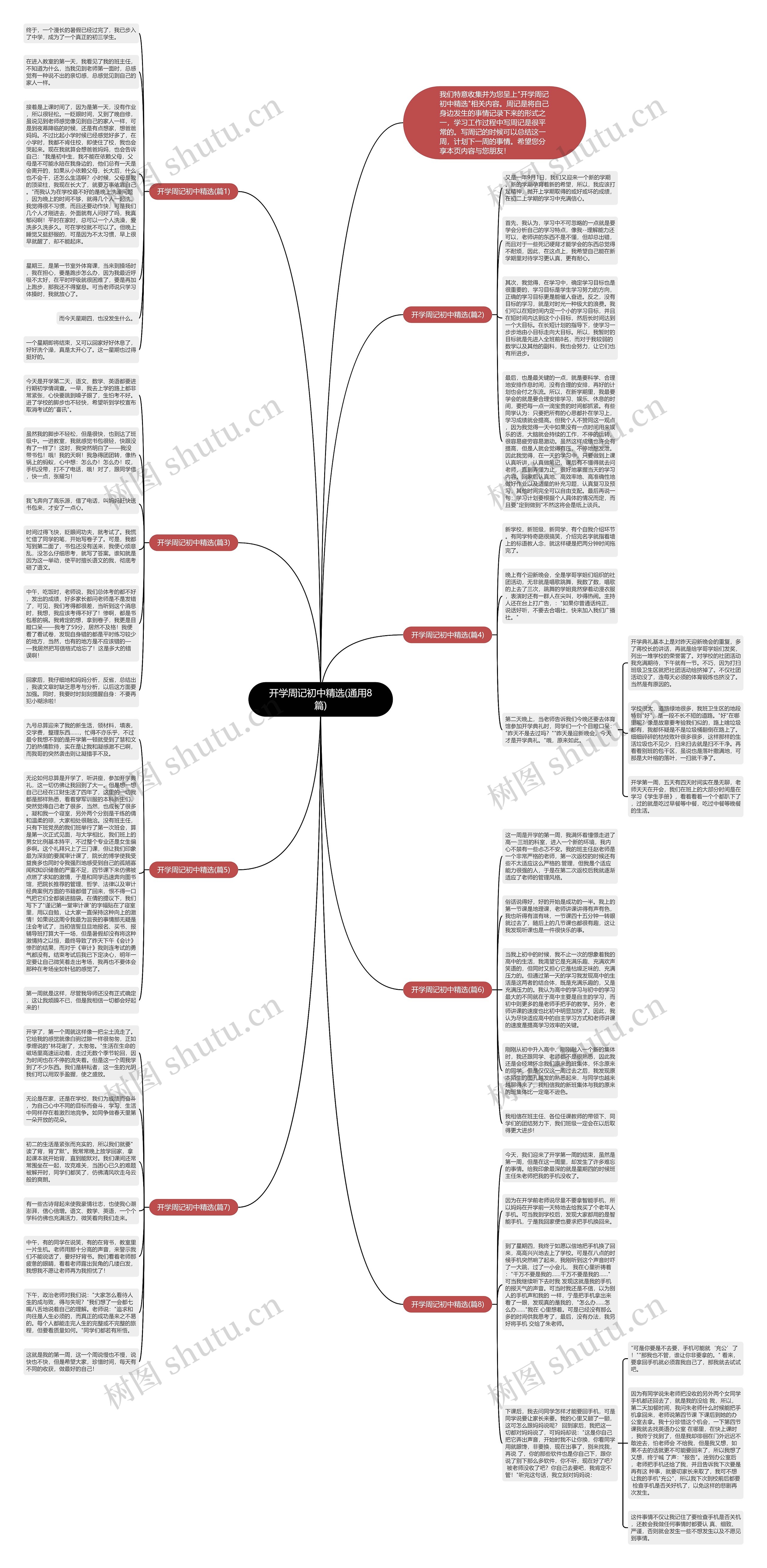开学周记初中精选(通用8篇)思维导图