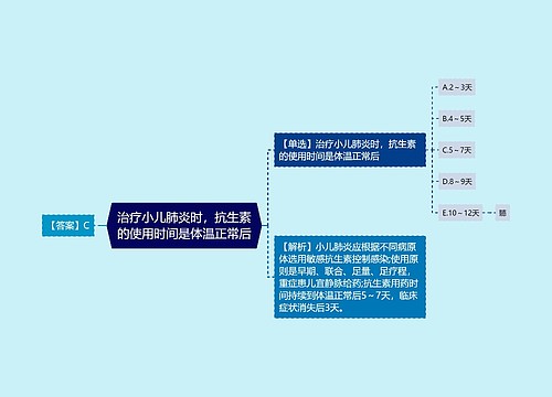 治疗小儿肺炎时，抗生素的使用时间是体温正常后