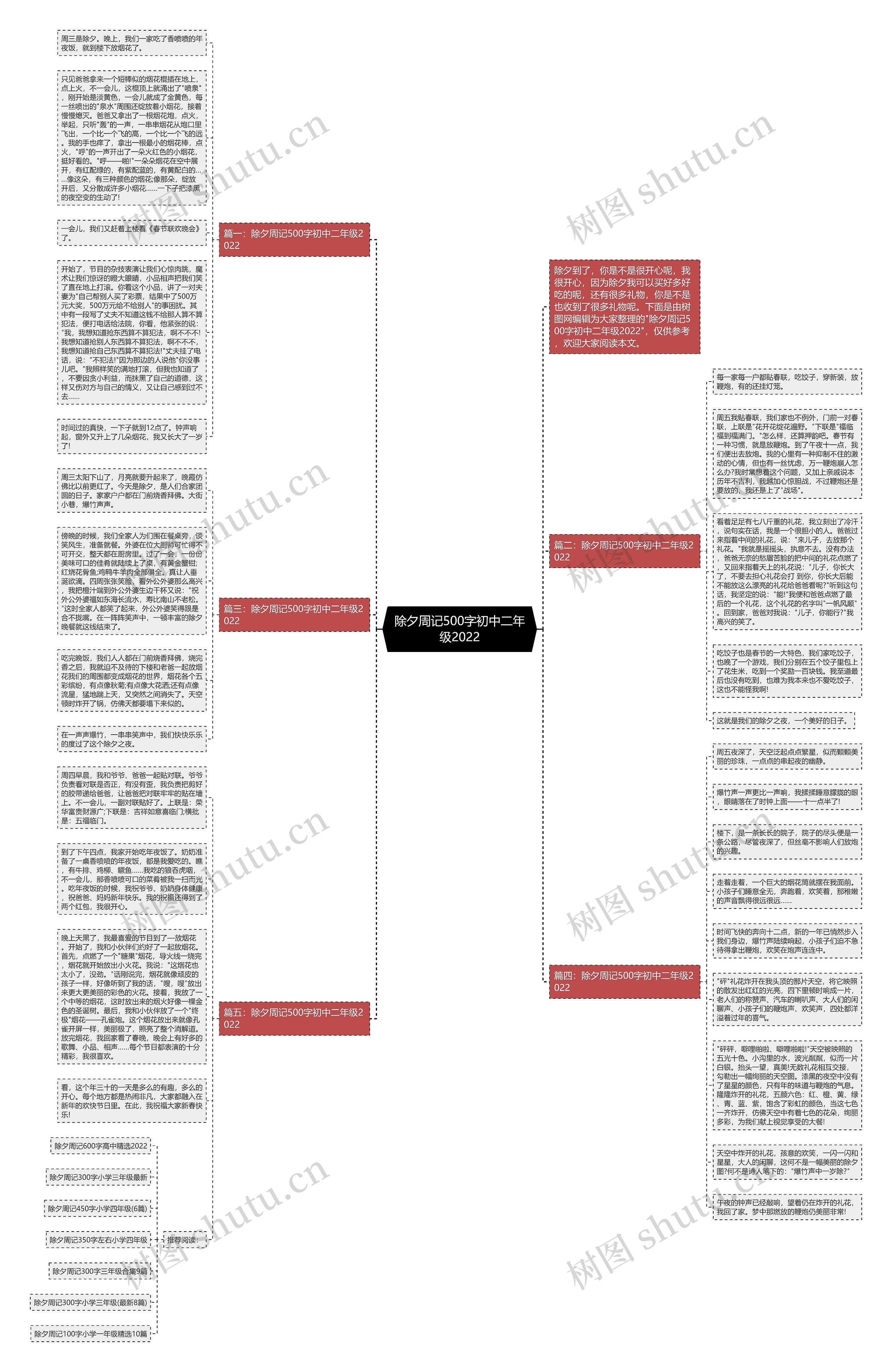除夕周记500字初中二年级2022思维导图