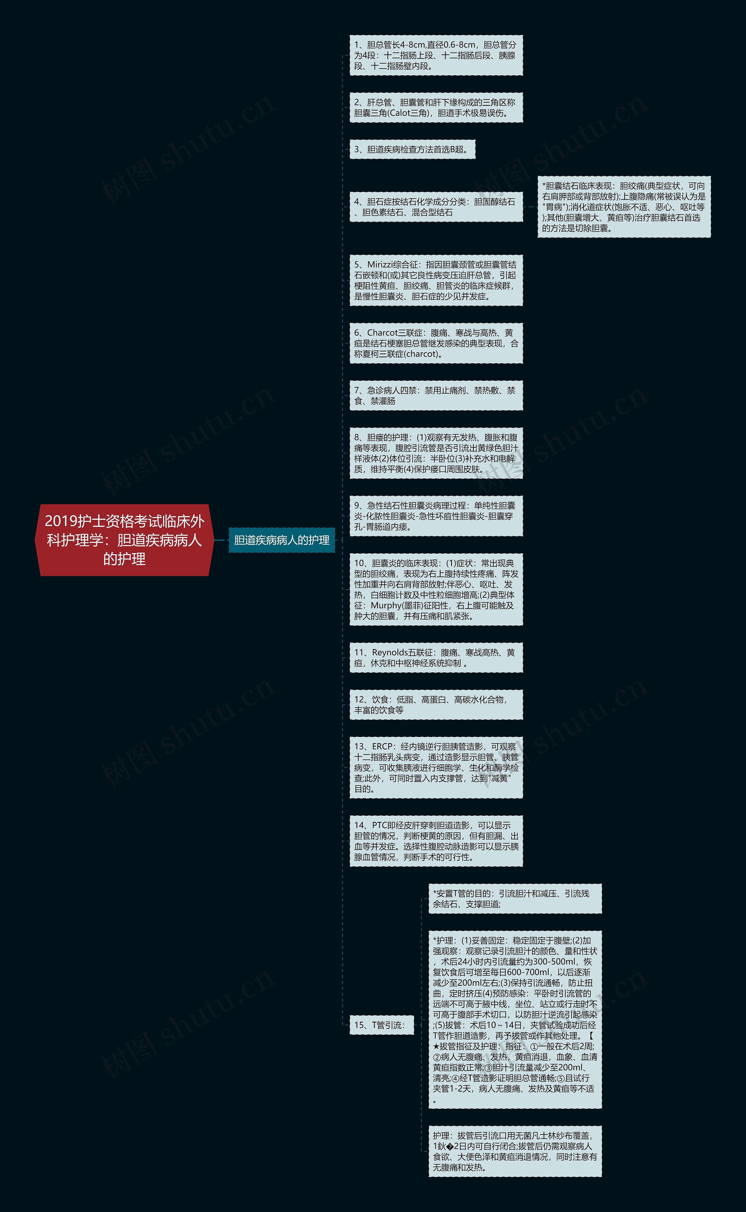 2019护士资格考试临床外科护理学：胆道疾病病人的护理思维导图