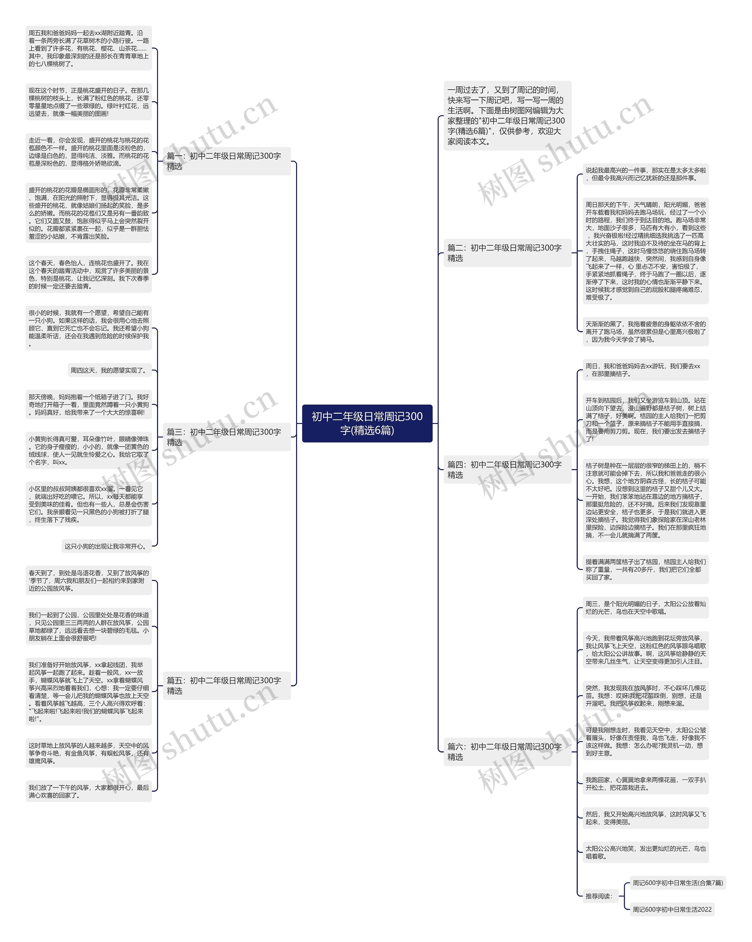 初中二年级日常周记300字(精选6篇)思维导图