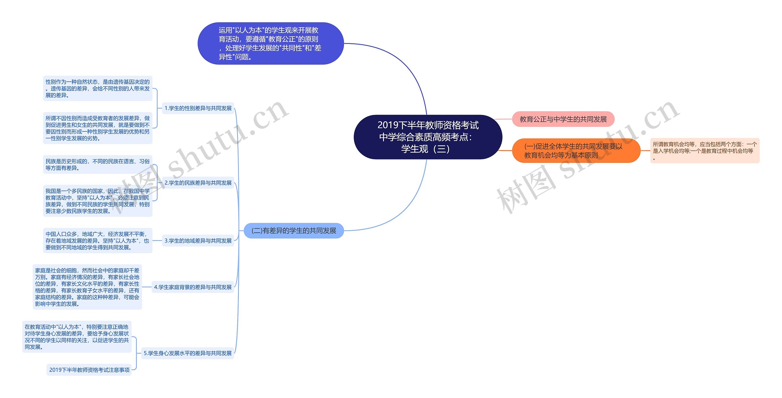 2019下半年教师资格考试中学综合素质高频考点：学生观（三）思维导图