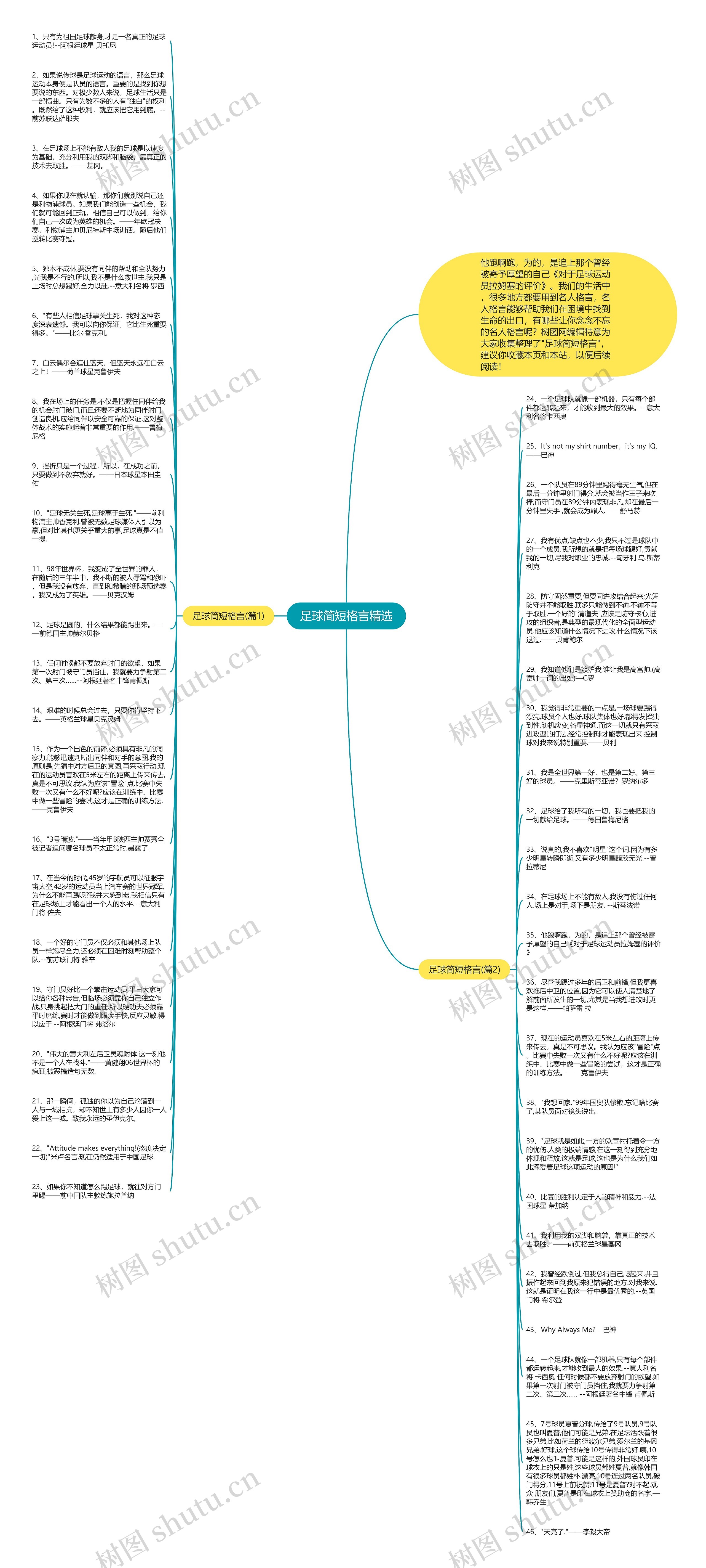 足球简短格言精选思维导图