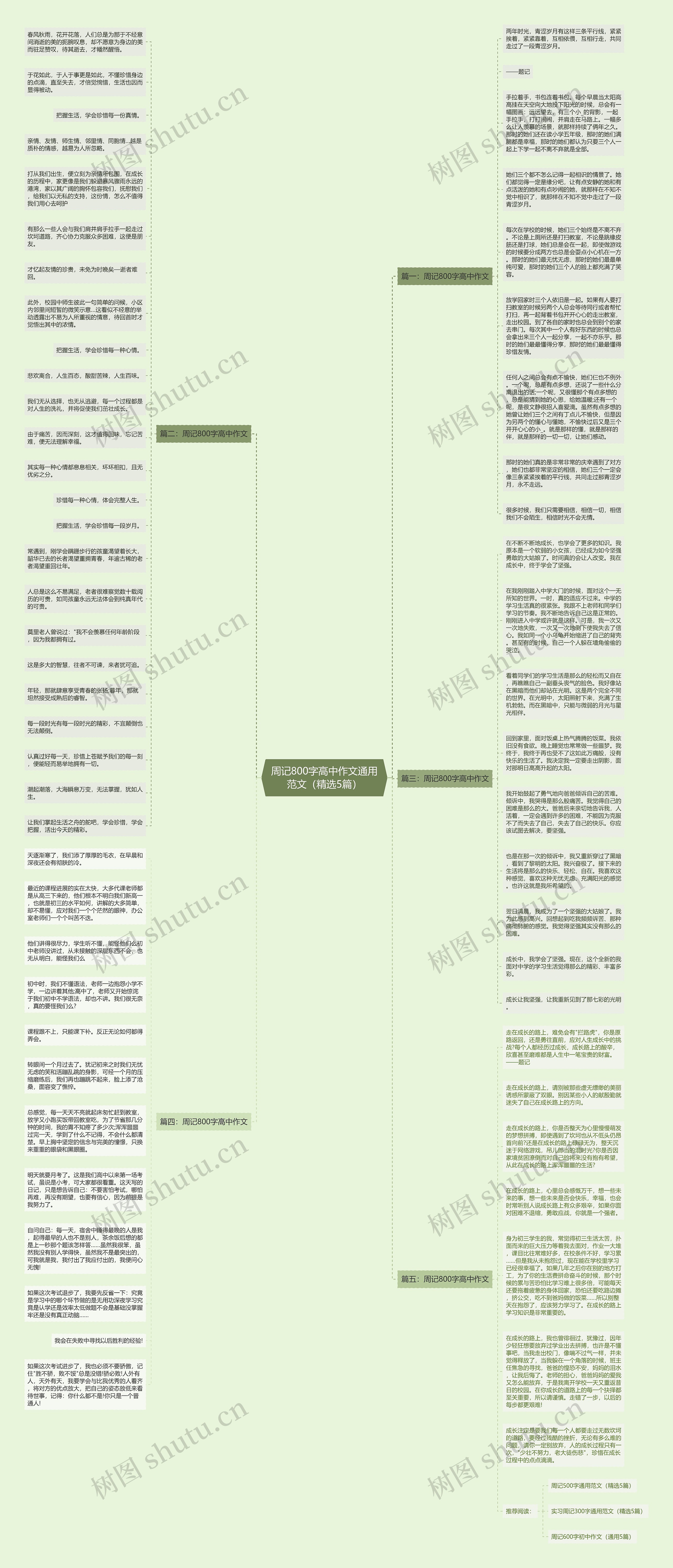 周记800字高中作文通用范文（精选5篇）思维导图