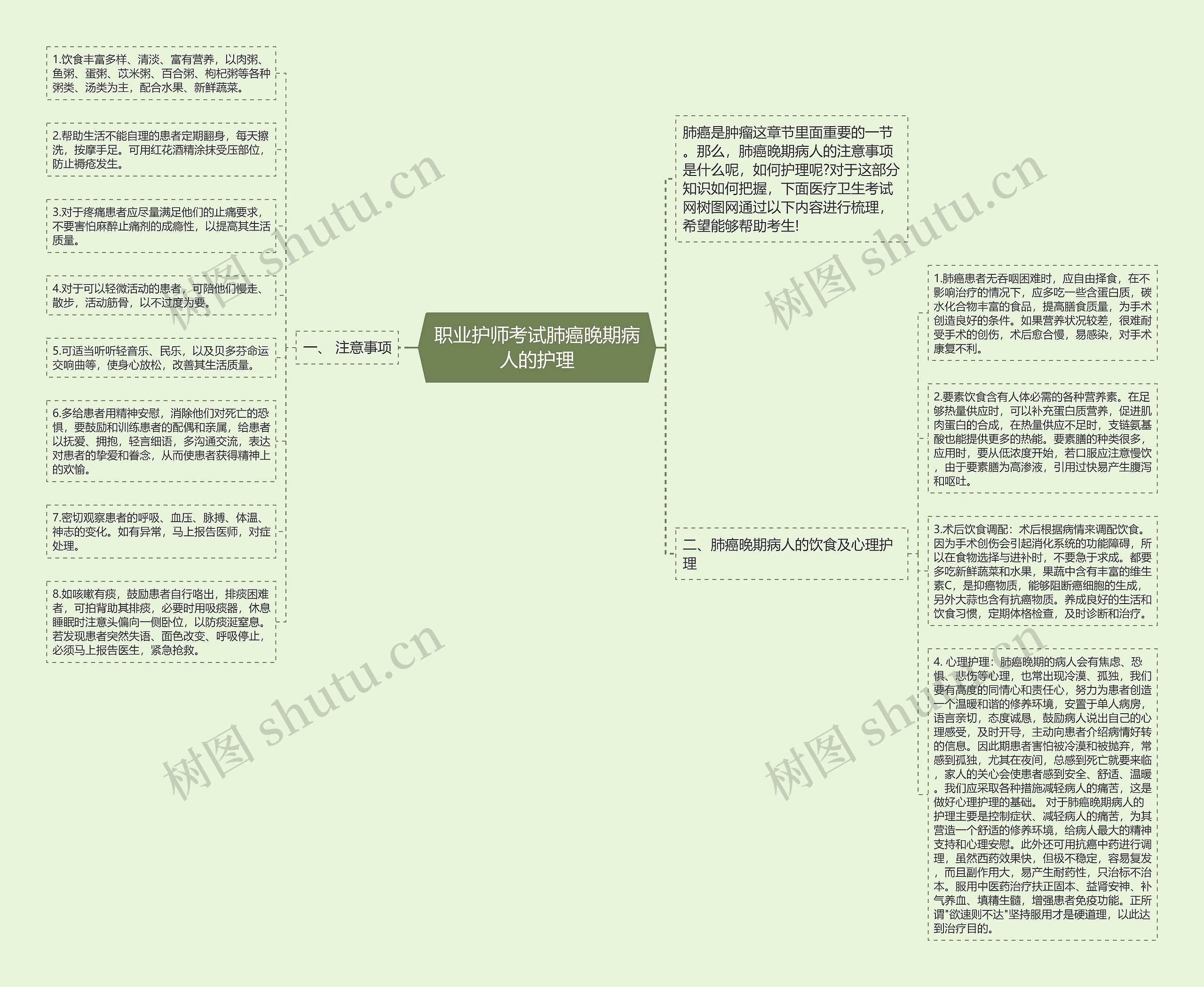 职业护师考试肺癌晚期病人的护理思维导图