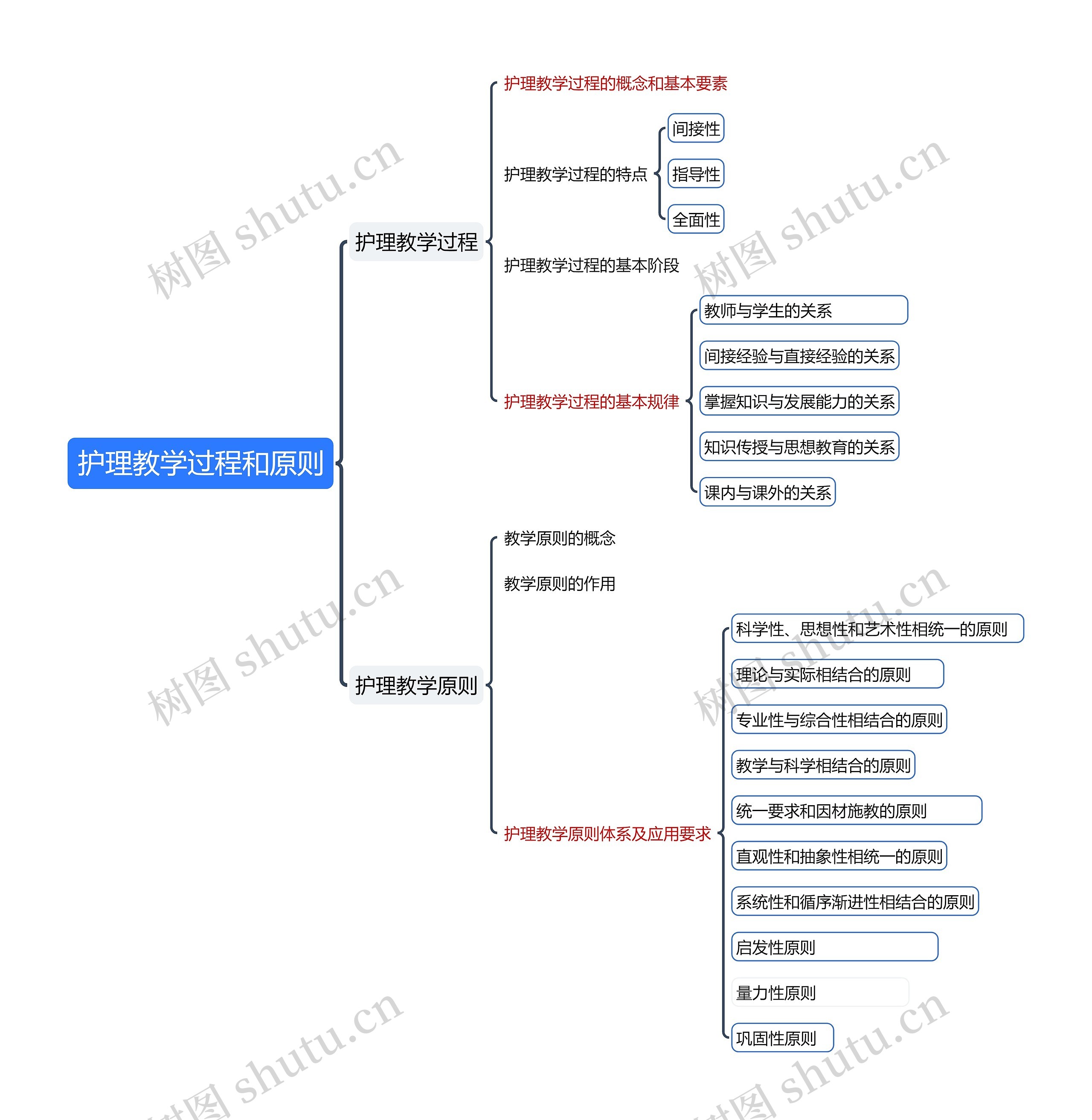 护理教学过程和原则思维导图