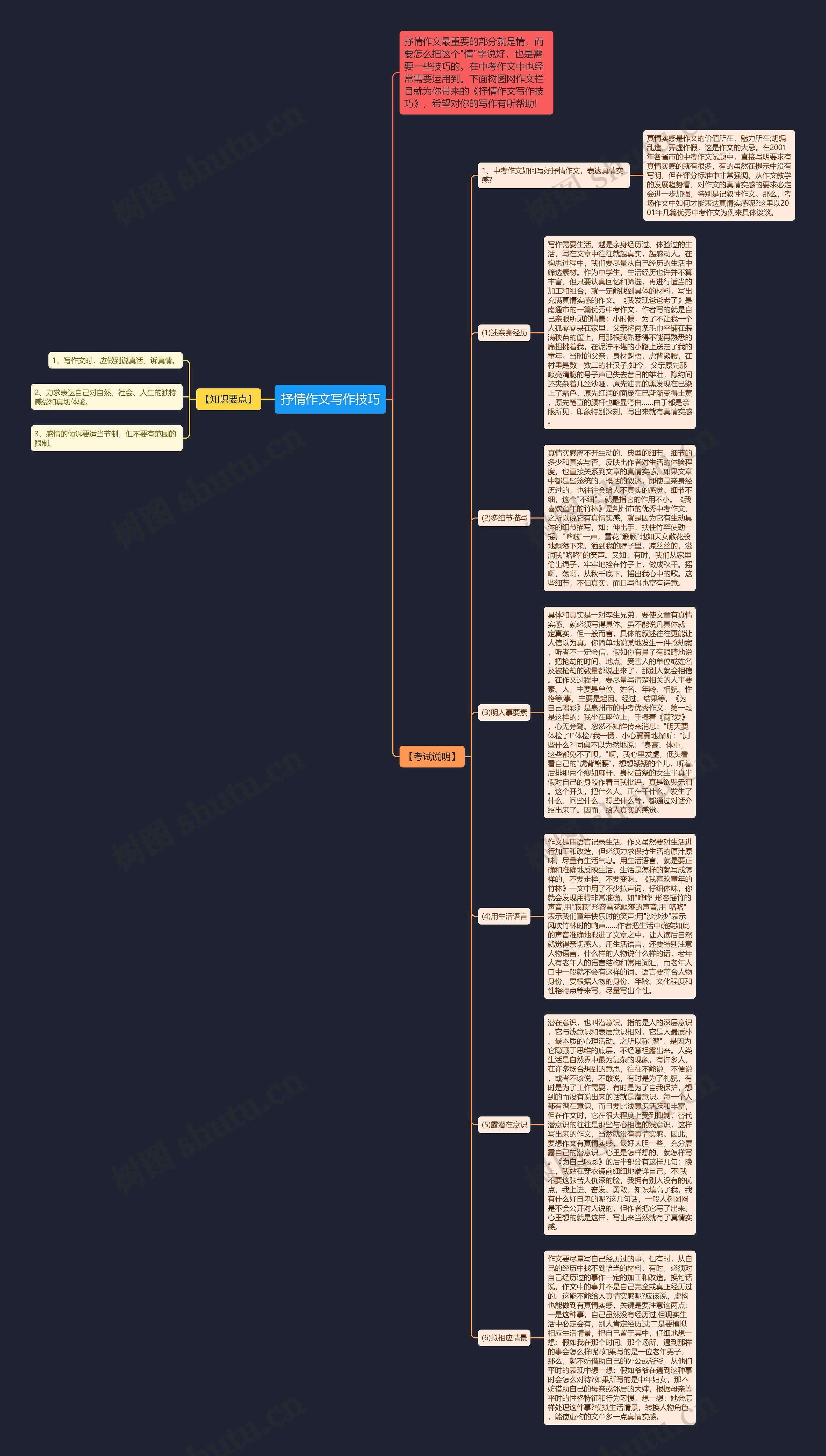 抒情作文写作技巧思维导图