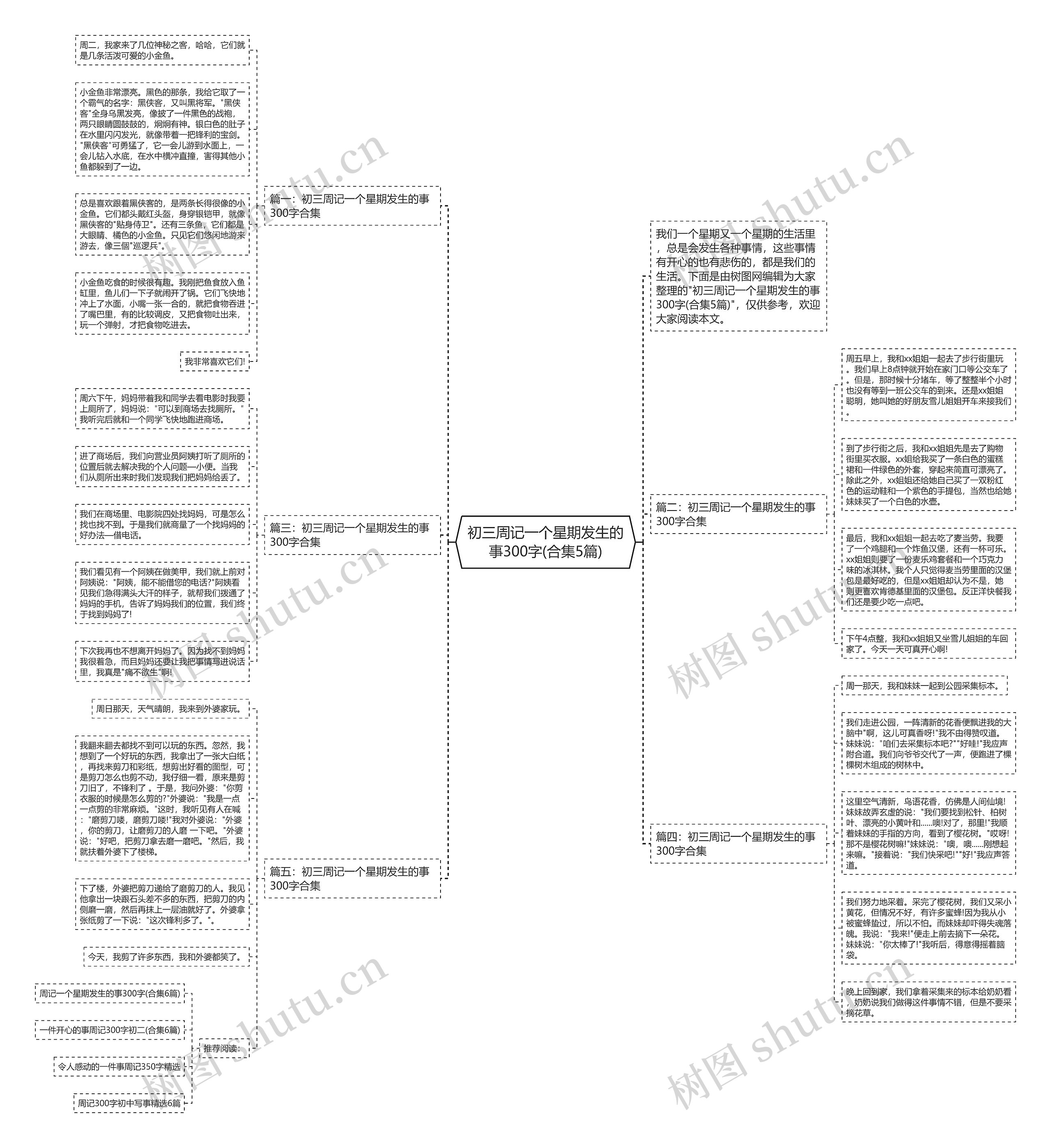 初三周记一个星期发生的事300字(合集5篇)思维导图