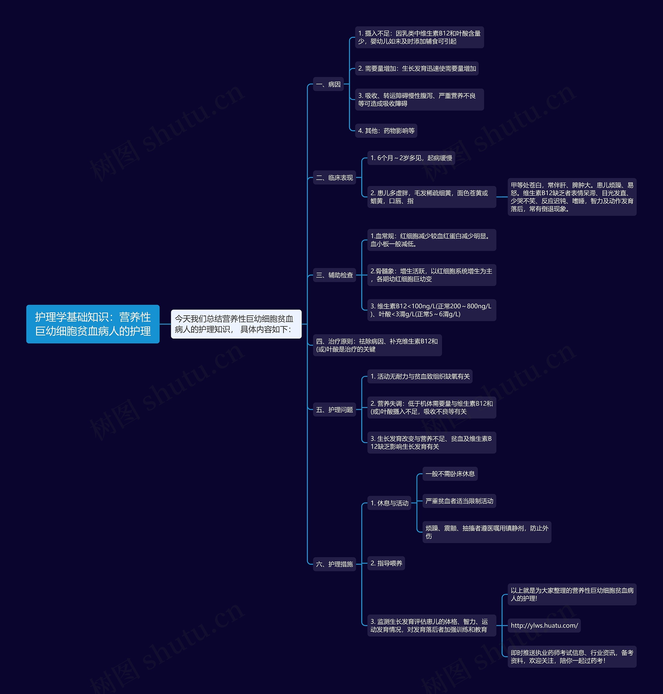 护理学基础知识：营养性巨幼细胞贫血病人的护理思维导图