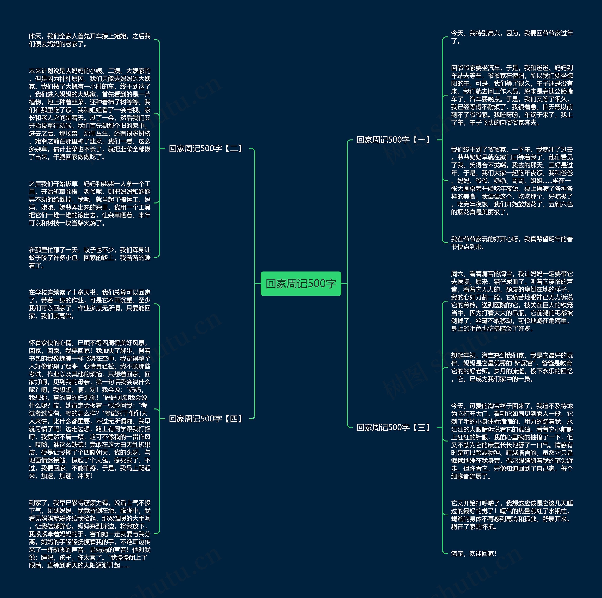 回家周记500字思维导图