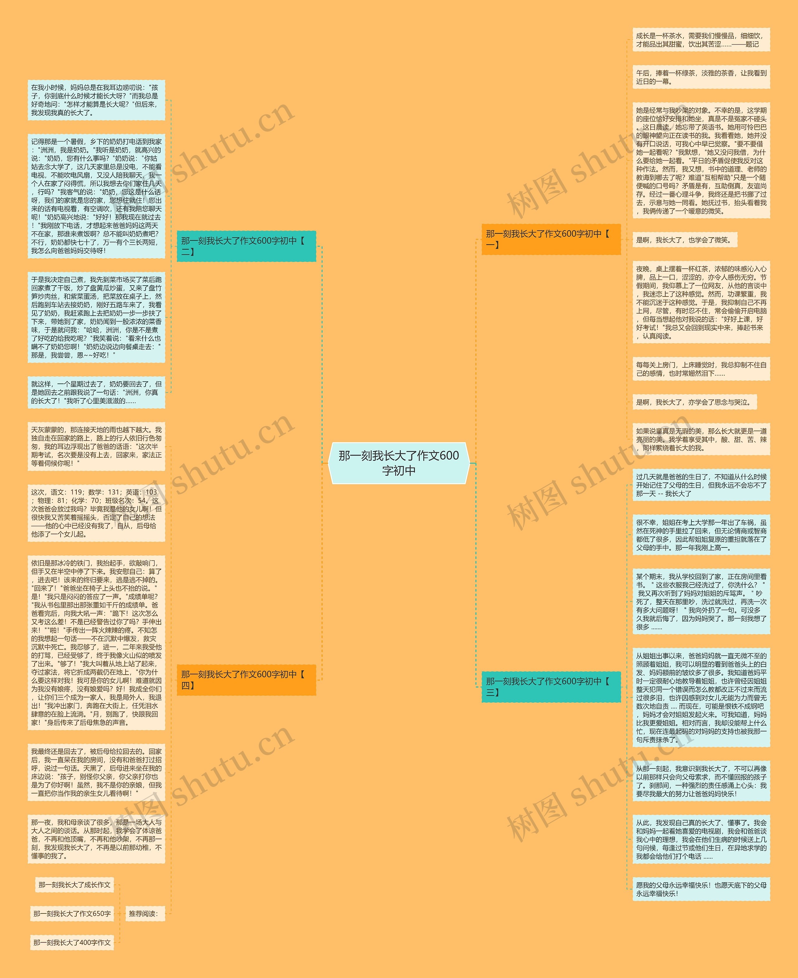 那一刻我长大了作文600字初中思维导图
