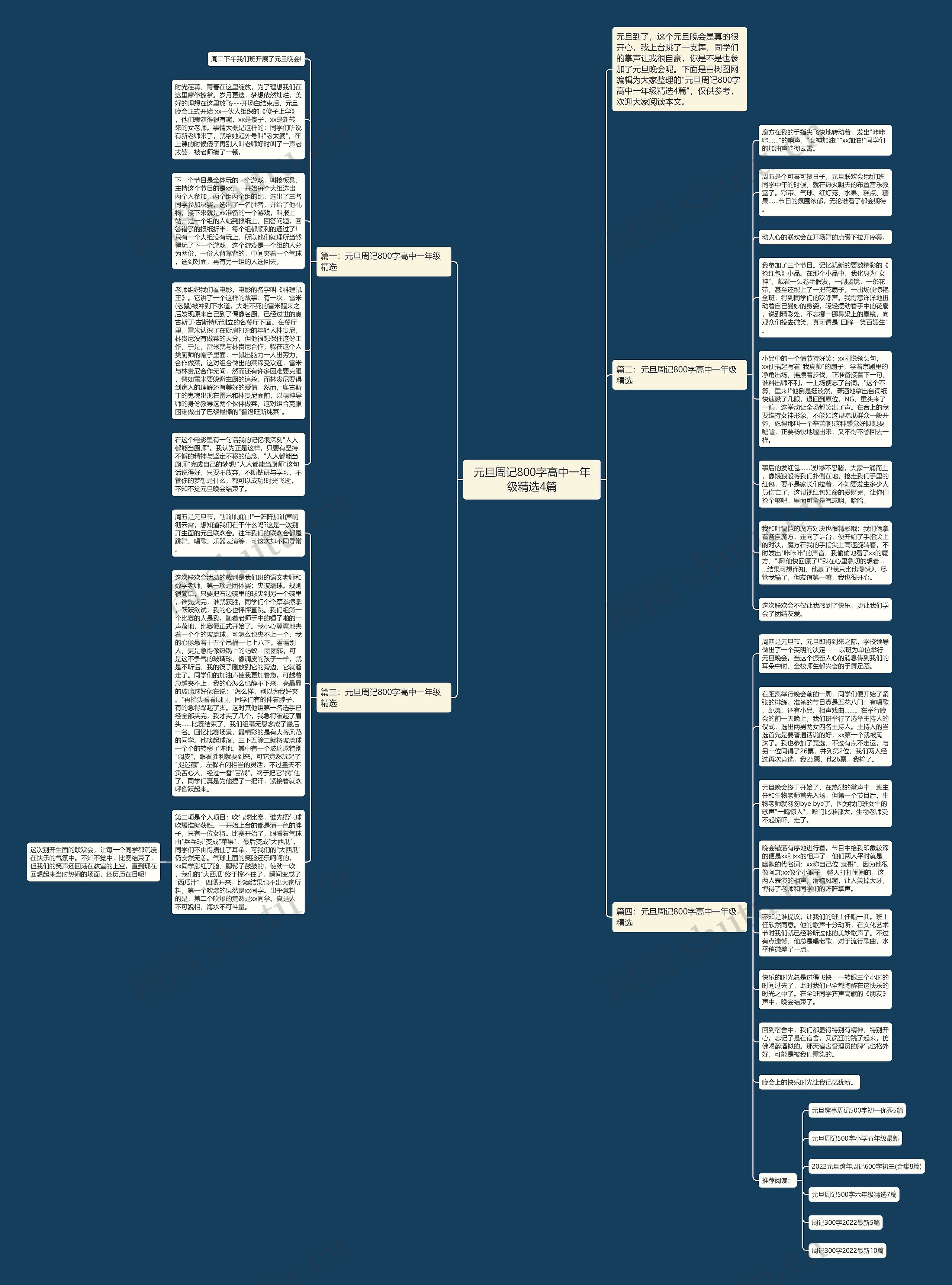 元旦周记800字高中一年级精选4篇思维导图